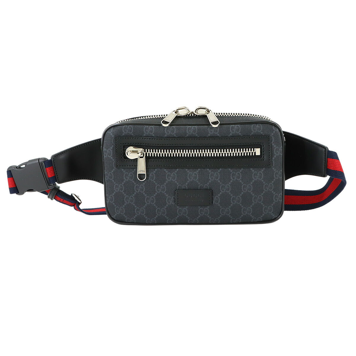 GG Supreme Belt Crossbody Weist Bag Leather Black 474293