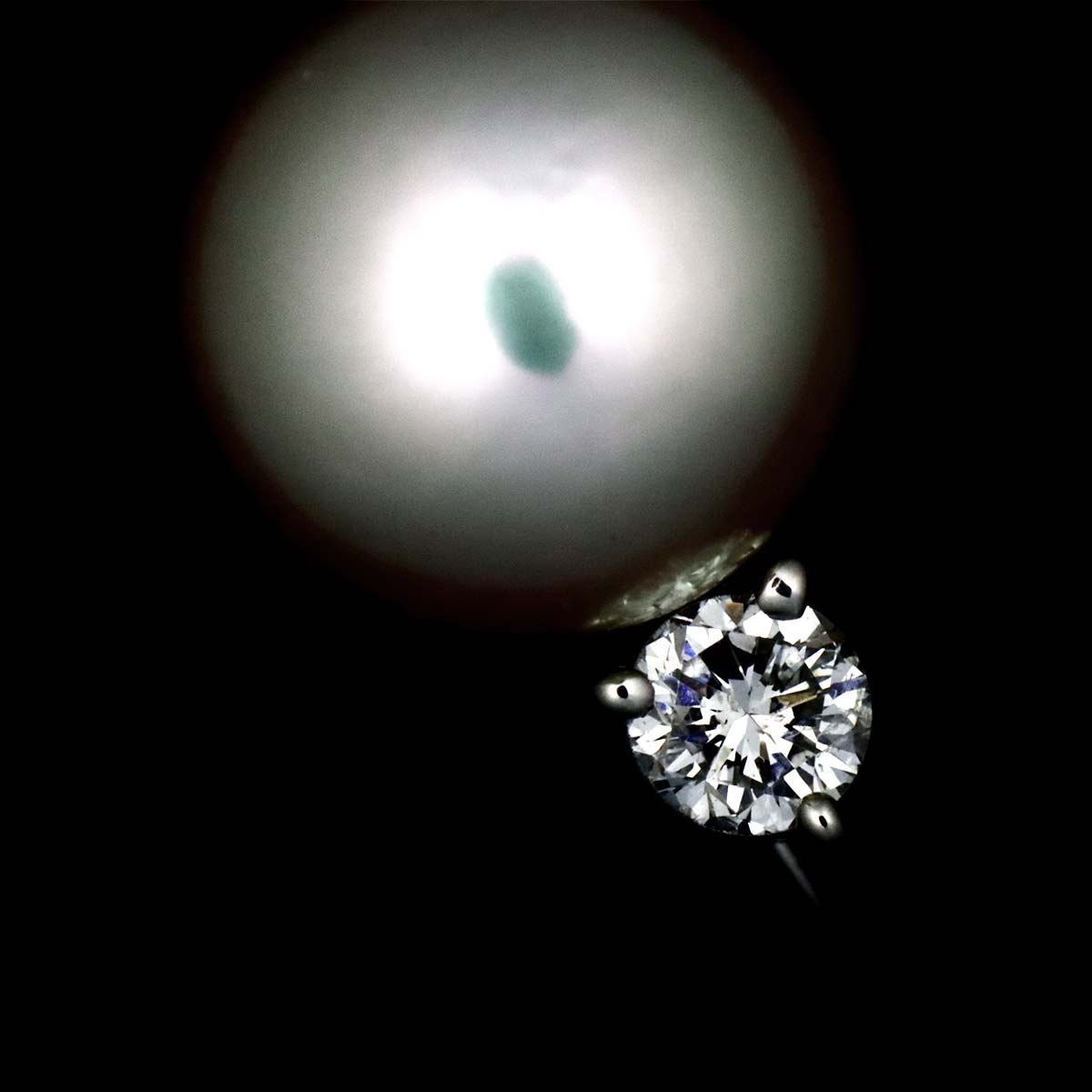 Akoya Pearl 9.3mm Diamond 0.14/0.13ct Earrings Pt Platinum