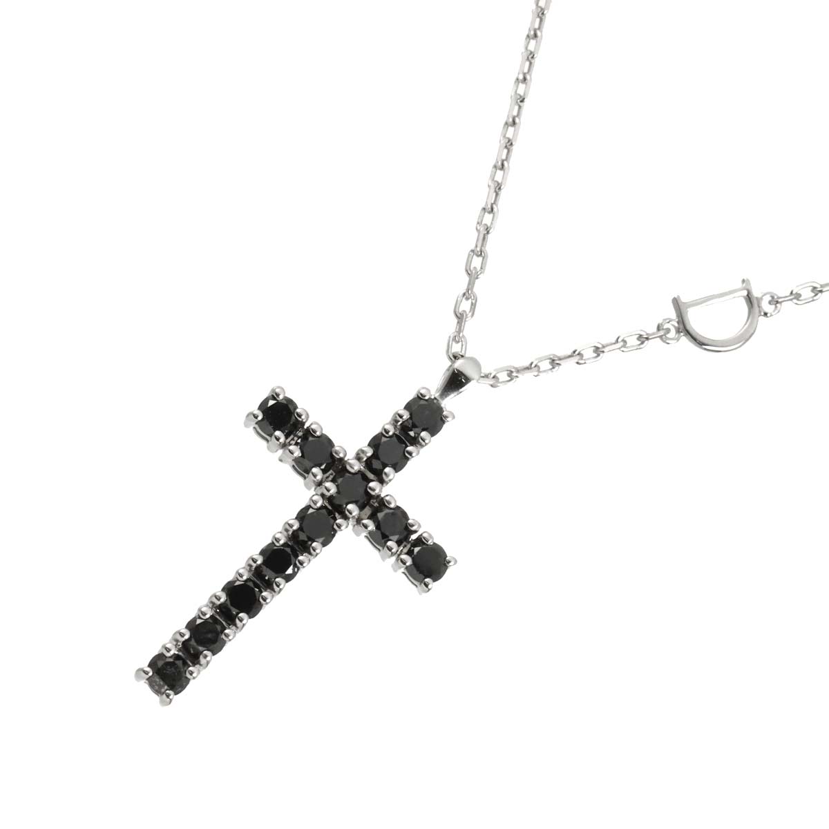 Mystery Cross Diamond Necklace 18K White Gold 750