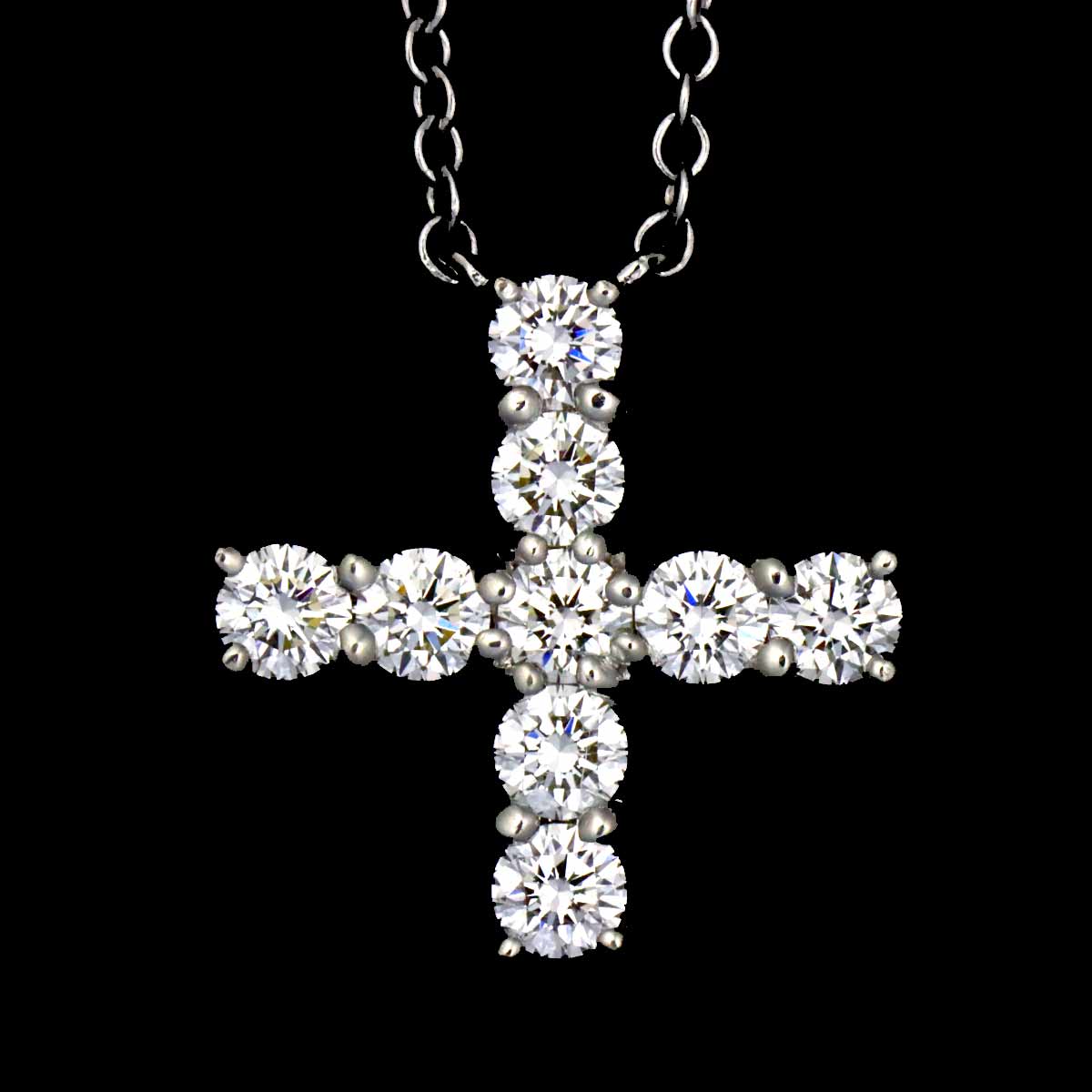 Mini Cross Diamond Necklace Pt Platinum