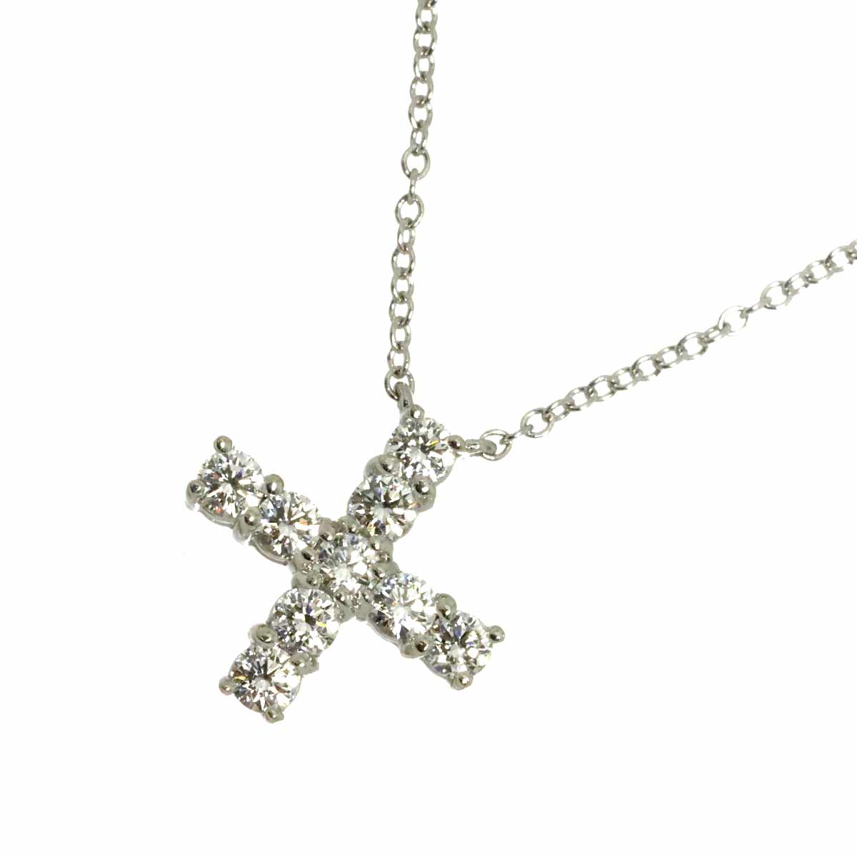 Mini Cross Diamond Necklace Pt Platinum