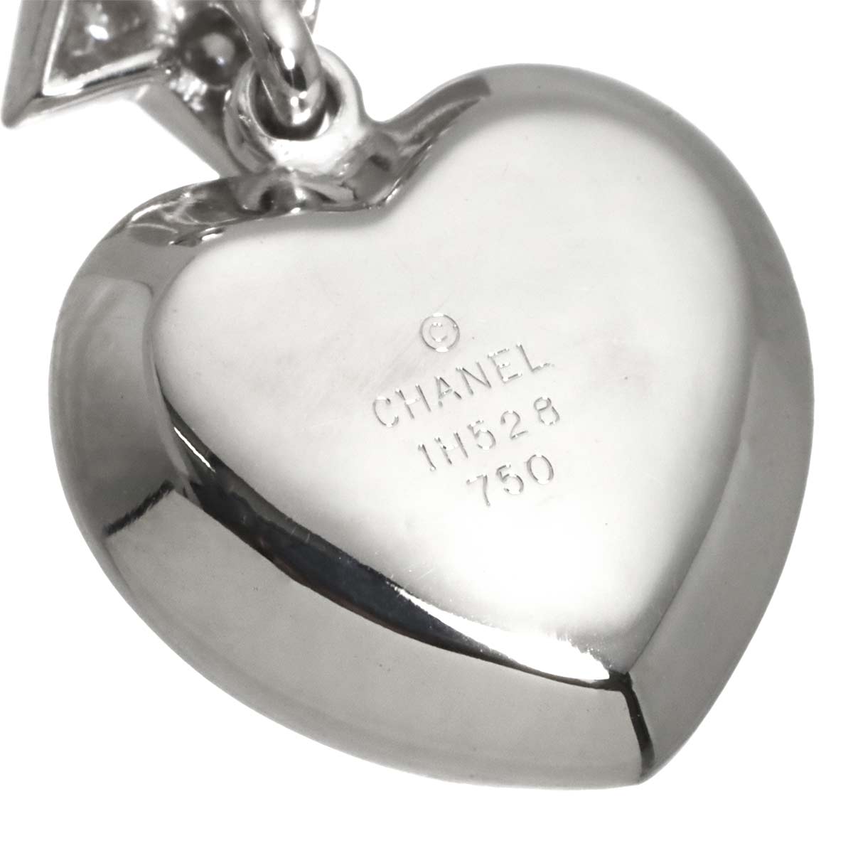 Comet Heart Star Diamond Charm Pendant Top 18K WG 750