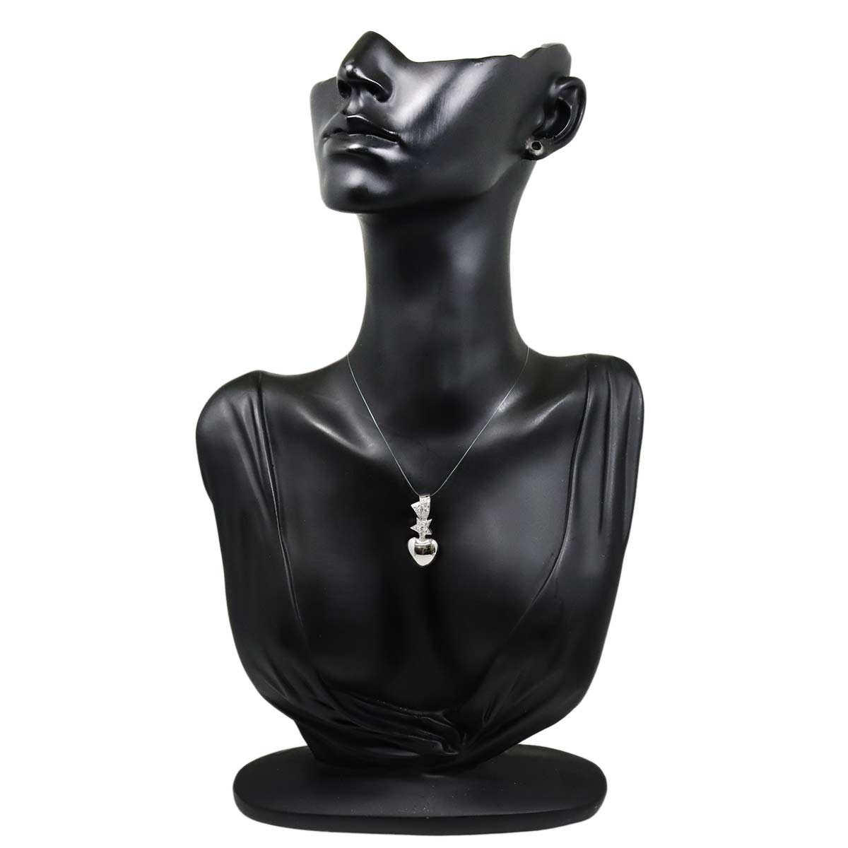 Comet Heart Star Diamond Charm Pendant Top 18K WG 750