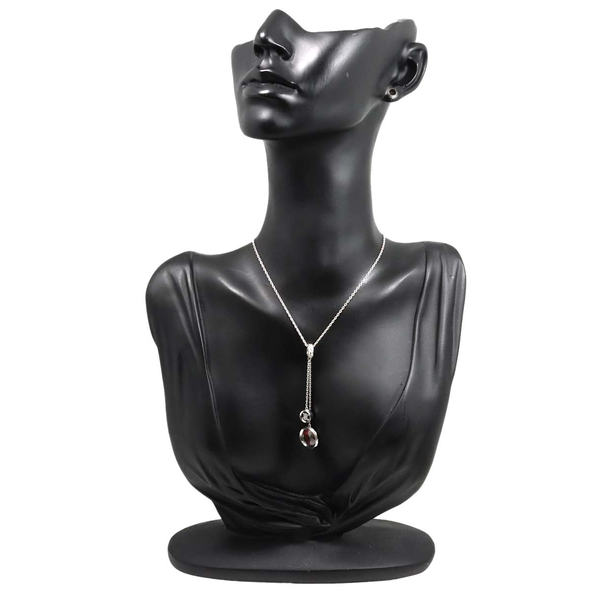 Garnet Diamond Necklace 18K White Gold 750
