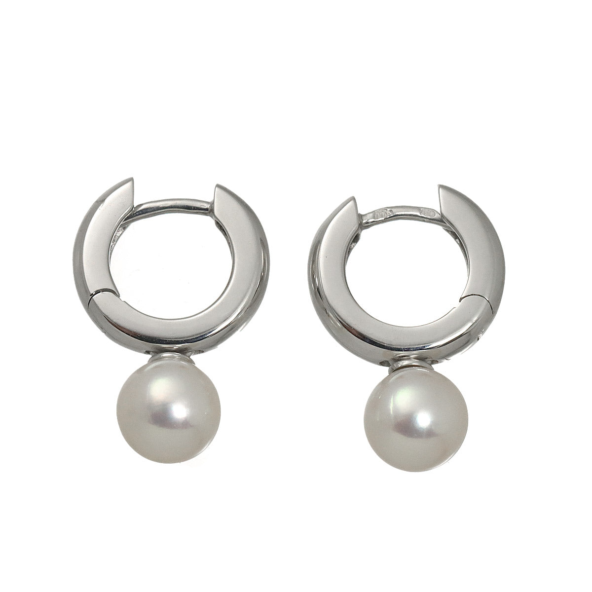Akoya Pearl 6.6mm Earrings Pierced 18K WG 750