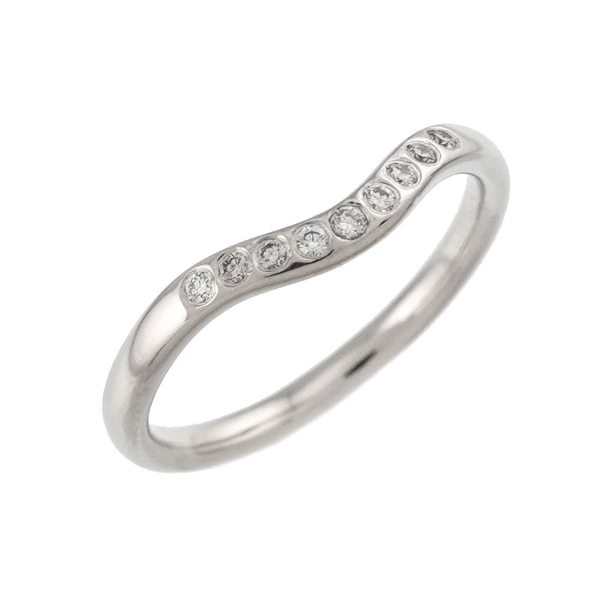 Curved Band Diamond Ring Pt Platinum Size5.25(US)