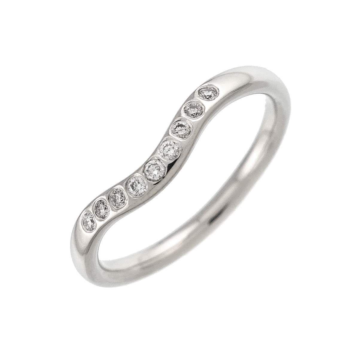 Curved Band Diamond Ring Pt Platinum Size5.25(US)
