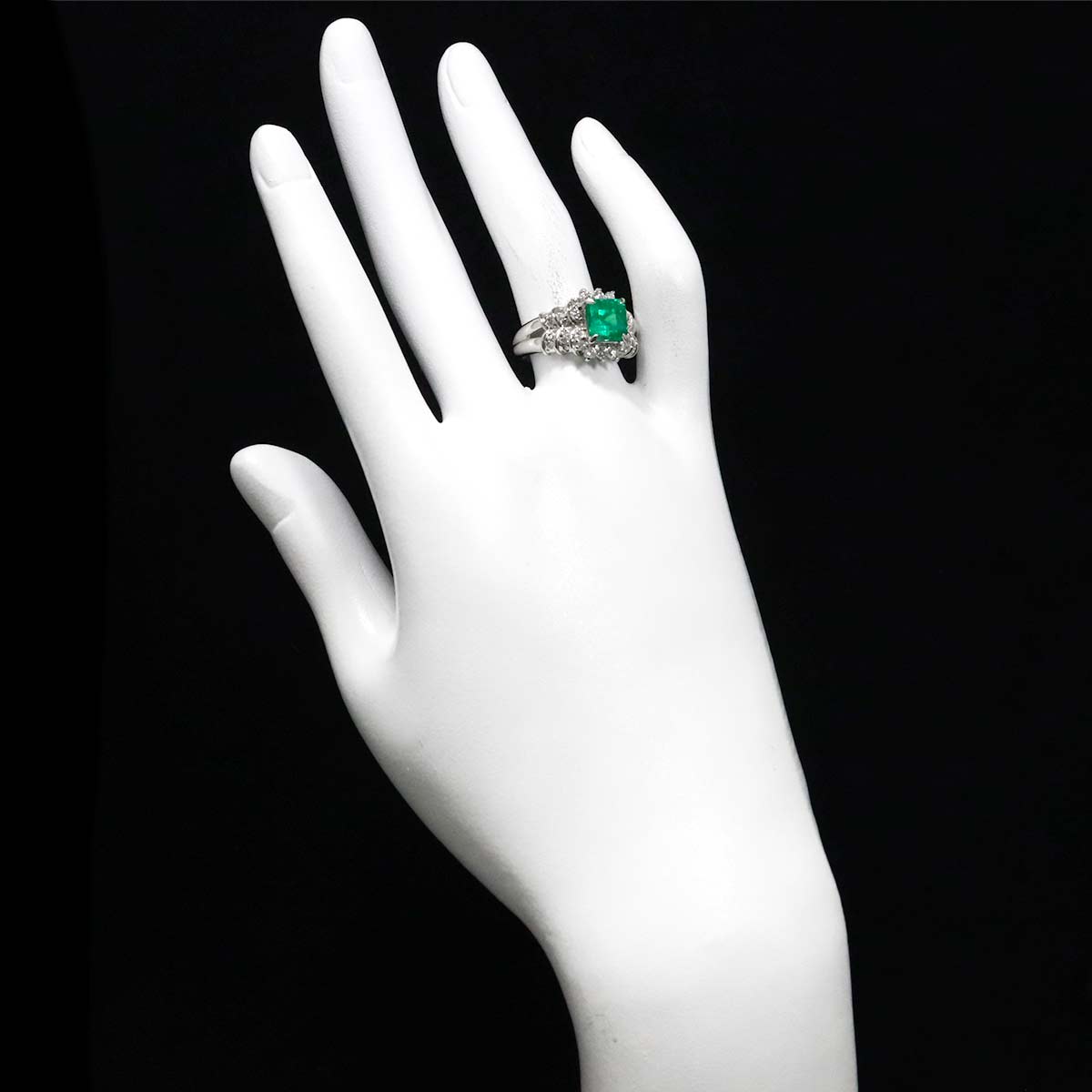 Emerald 1.63ct Diamond 0.38ct Ring Pt Platinum size6.5-6.75(US)