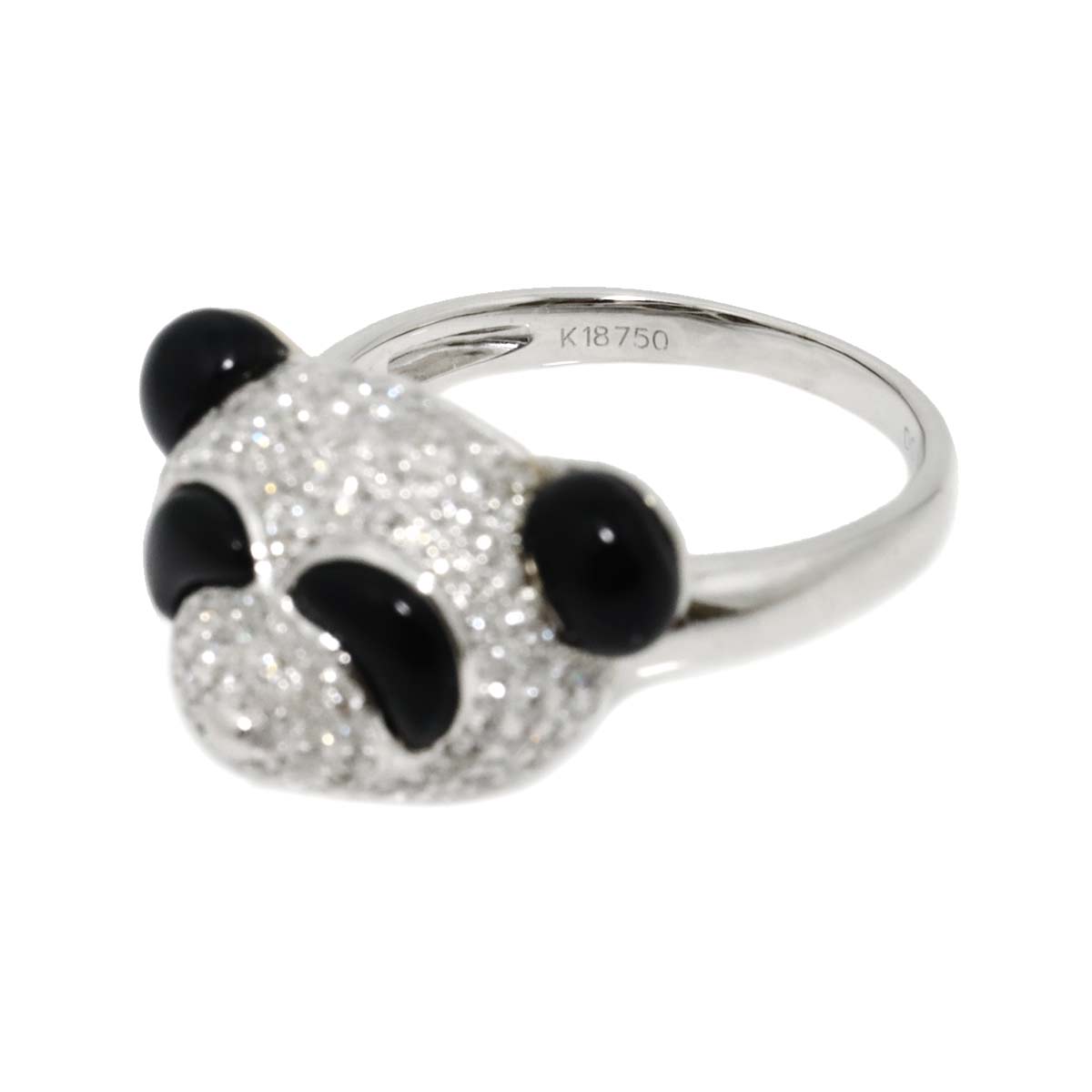 Diamond 0.90ct Onyx Ring 18K K18 WG White Gold size6.25-6.5(US)