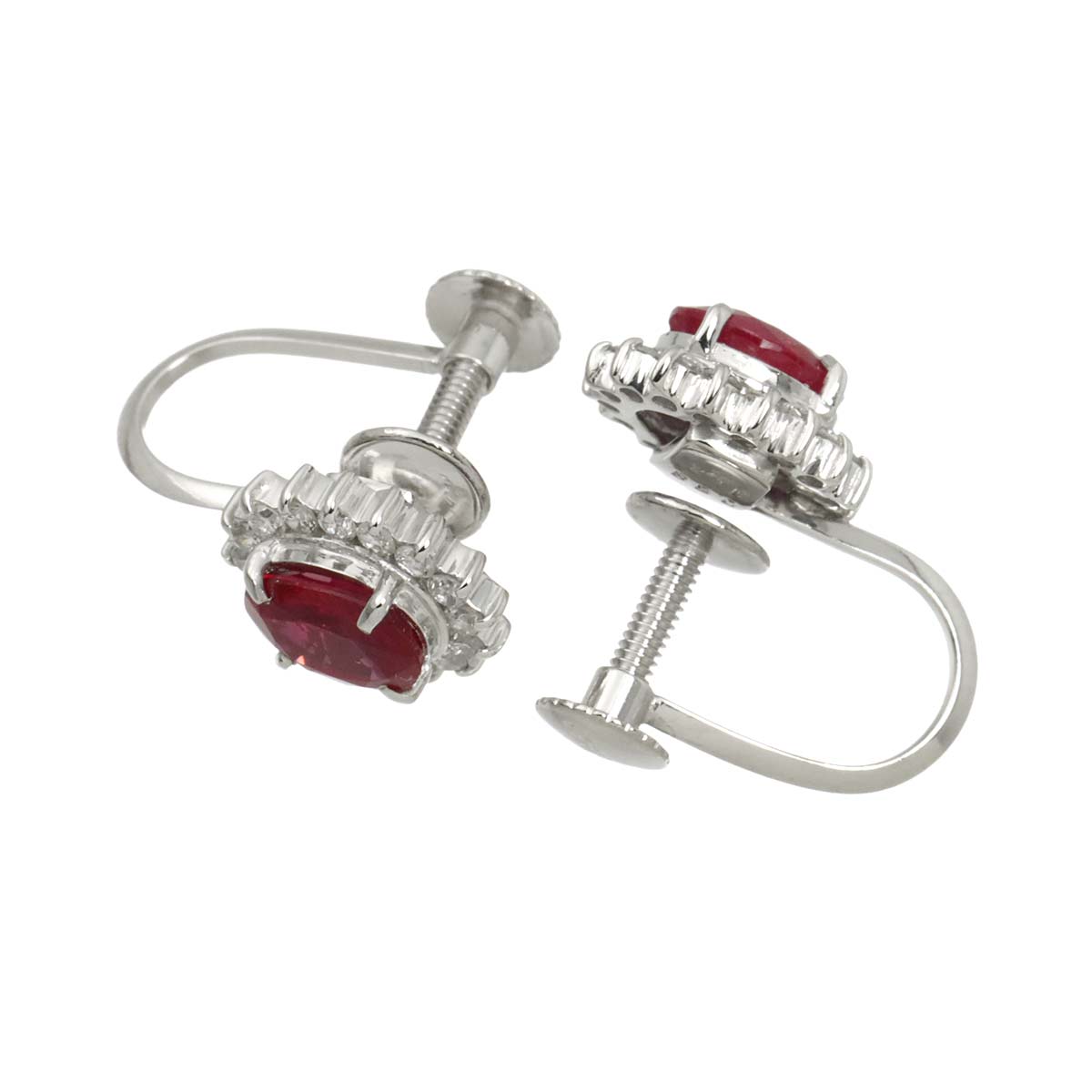 Ruby 0.68ct/0.65ct Diamond 0.13ct/0.13ct Earrings Clip on Platinum