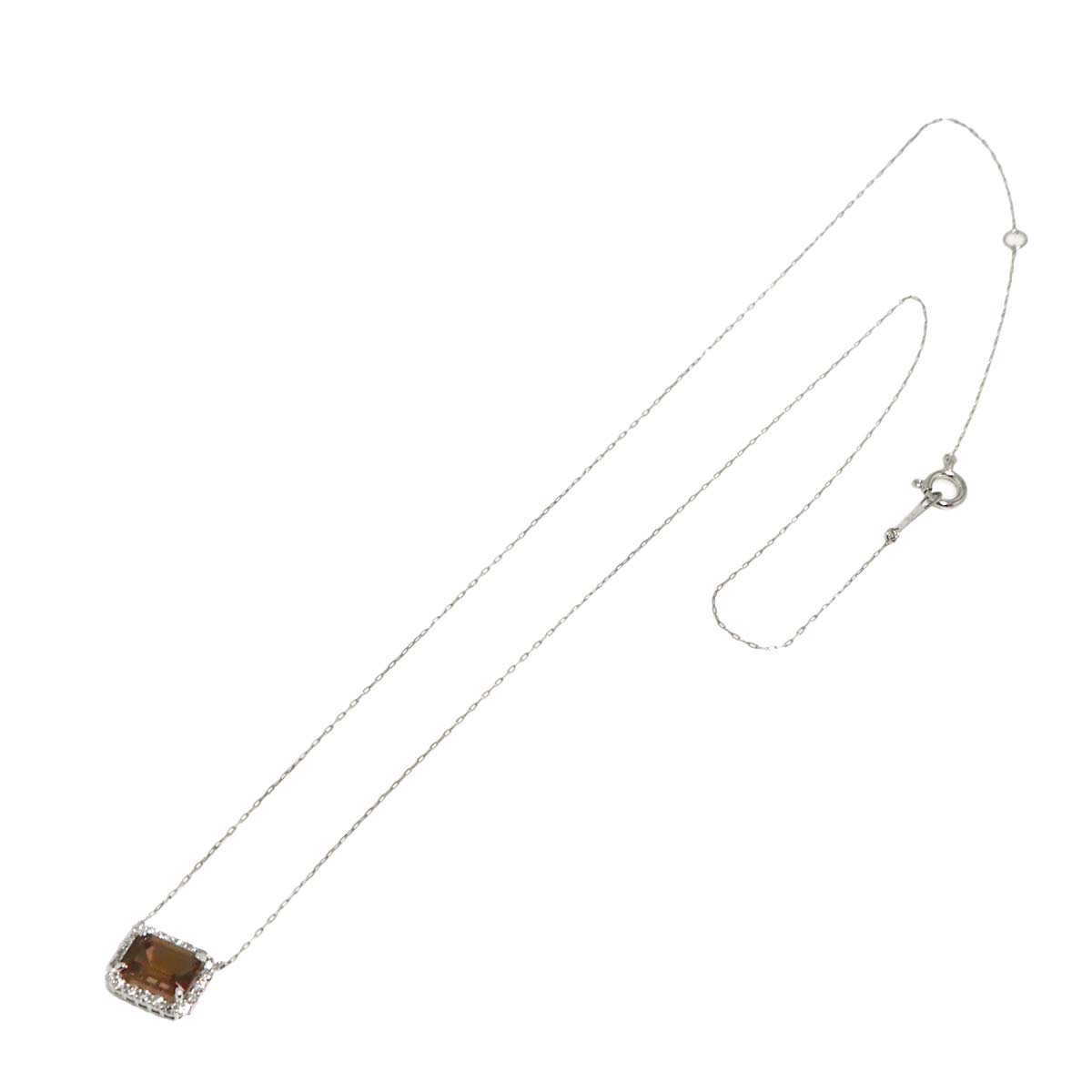 Quartz Diamond 0.16ct Necklace Pt Platinum