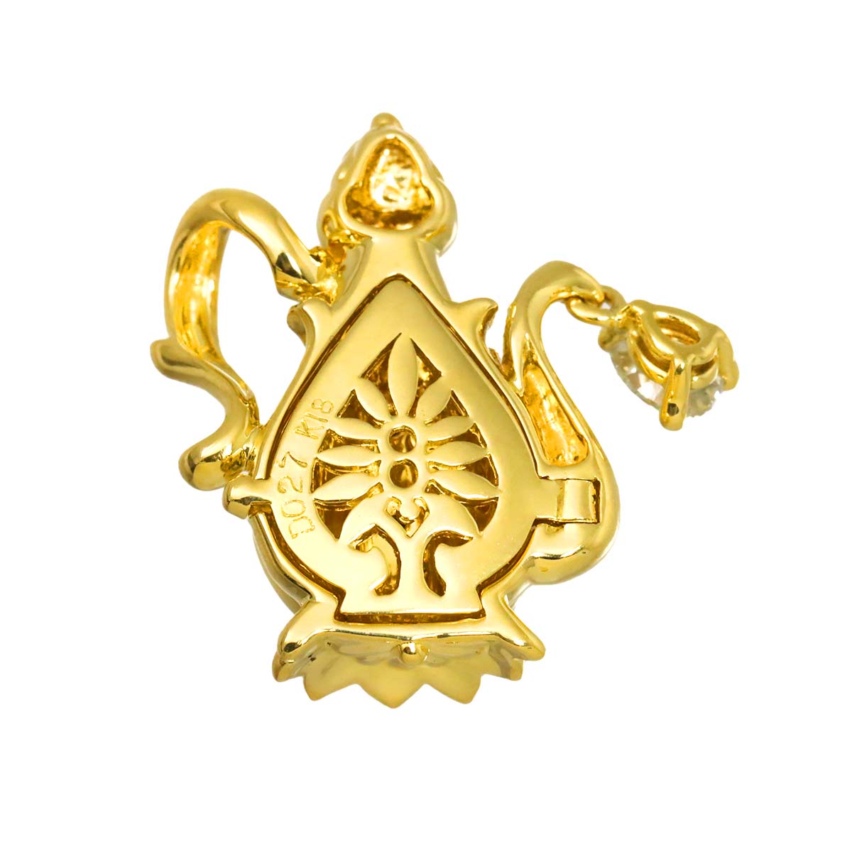 Diamond 0.27ct Shell Onyx Pendant 18K YG Yellow Gold 750
