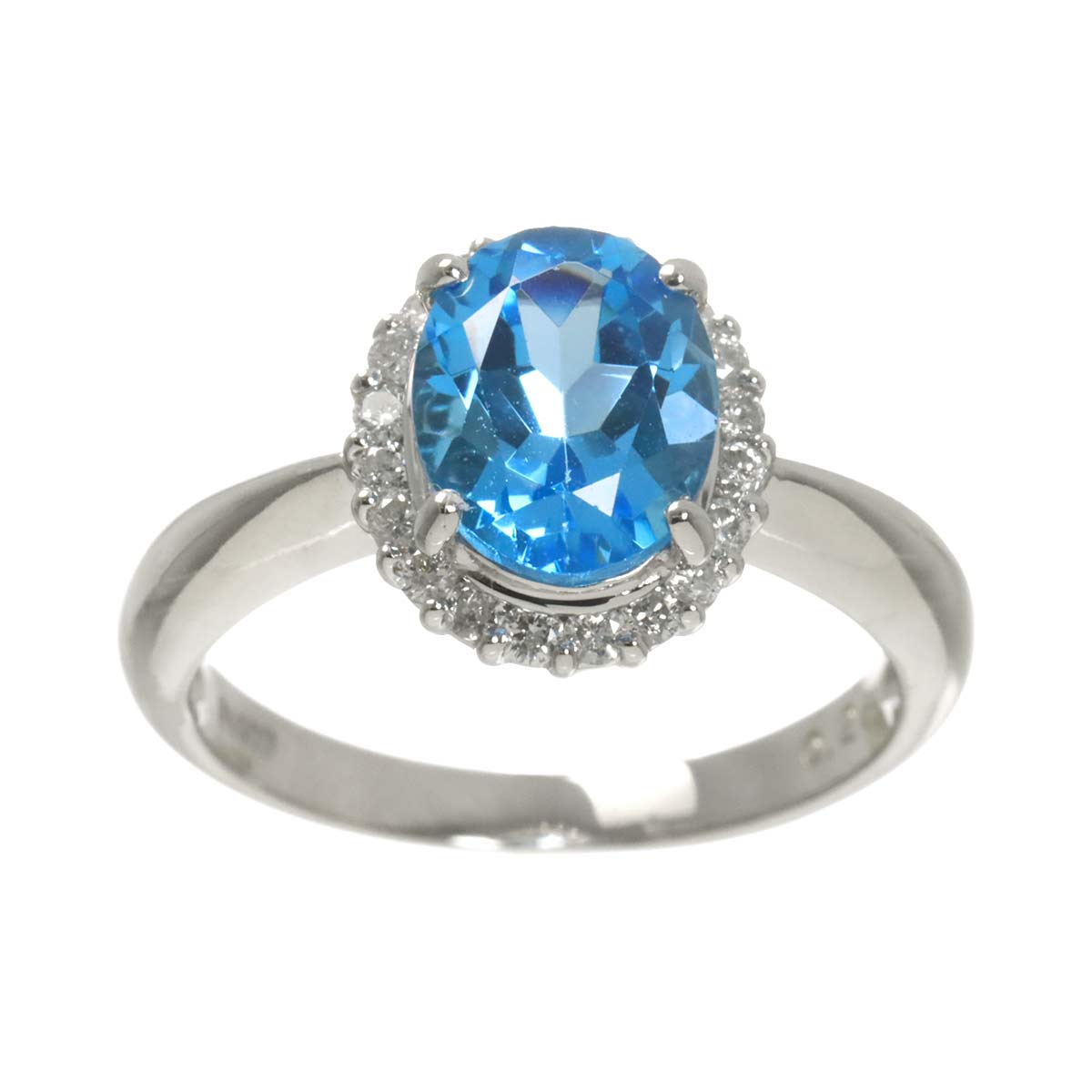 Blue Topaz Diamond 0.26ct Ring Pt Platinum size6-6.25(US)
