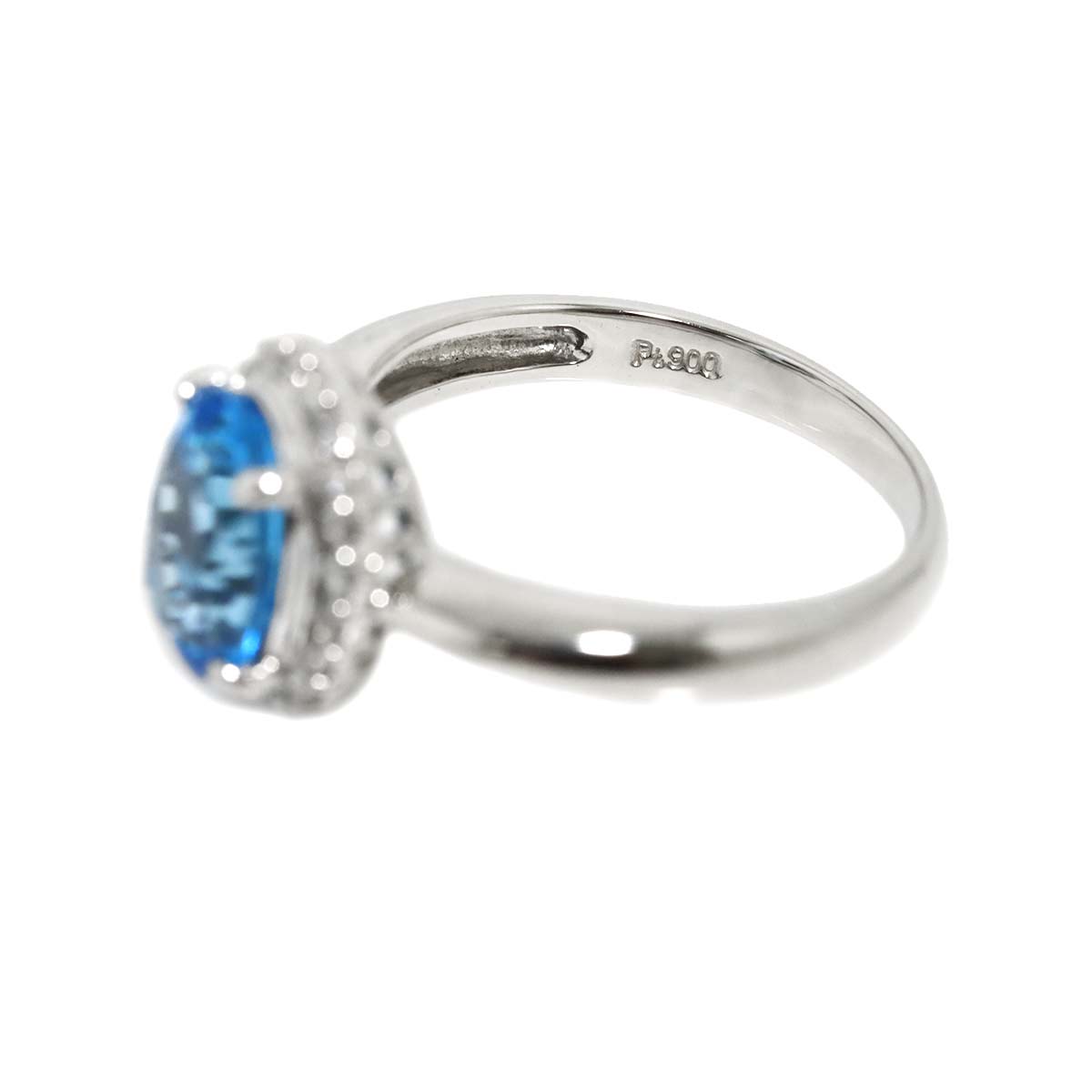 Blue Topaz Diamond 0.26ct Ring Pt Platinum size6-6.25(US)