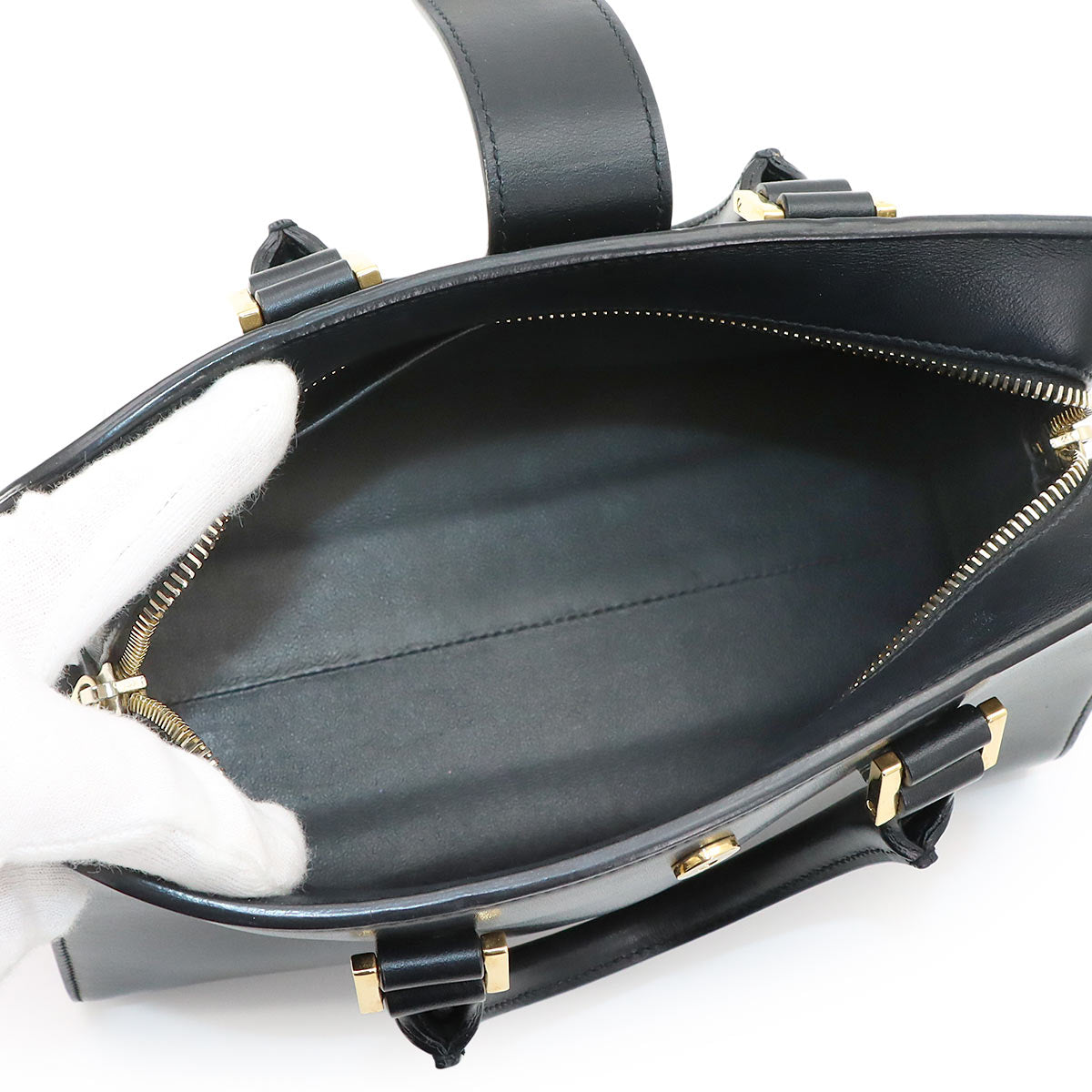 Baby Cabas Hand Shoulder Bag Leather Black 568853
