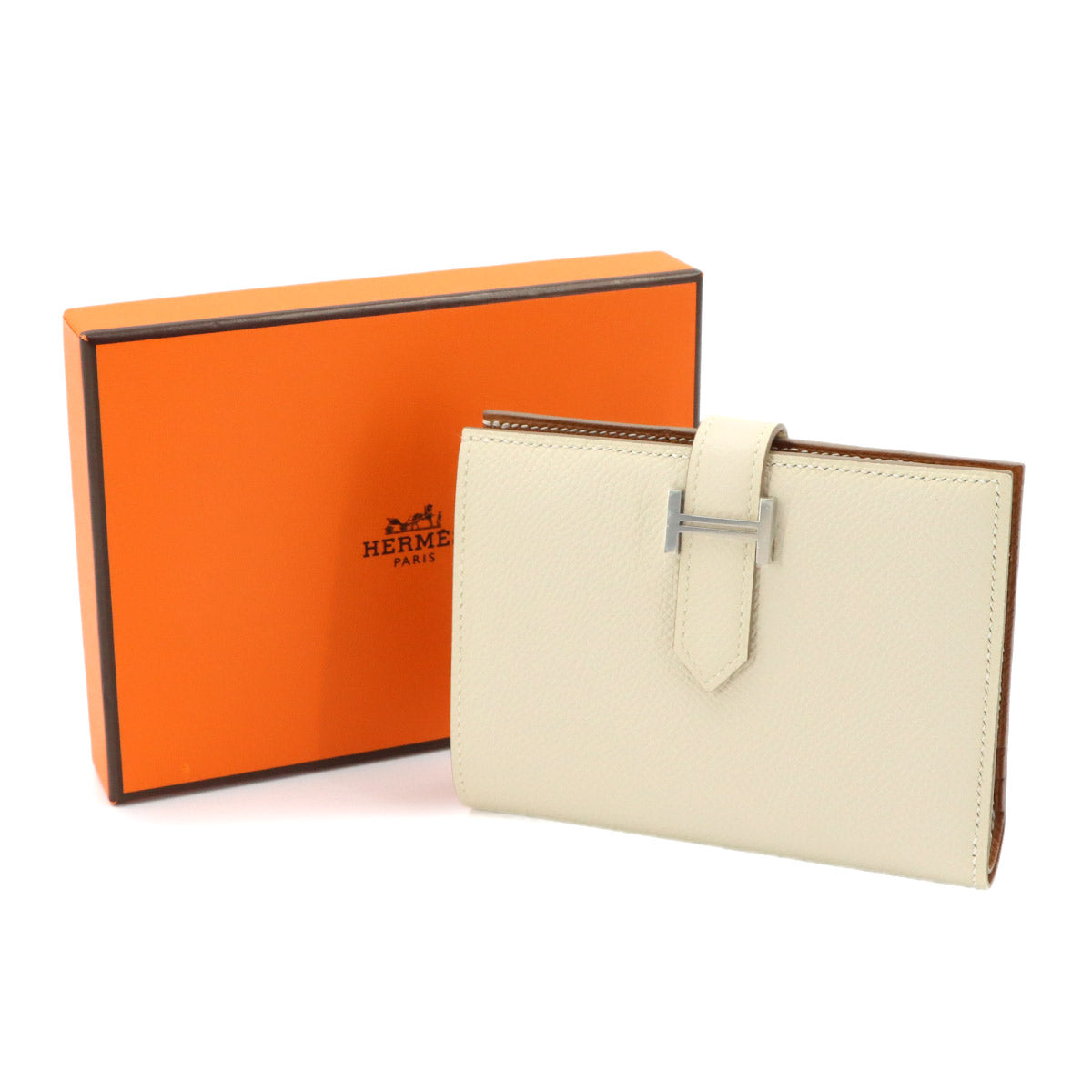 Bearn Compact Verso Wallet Veau Epsom Leather Craie Gold Purse