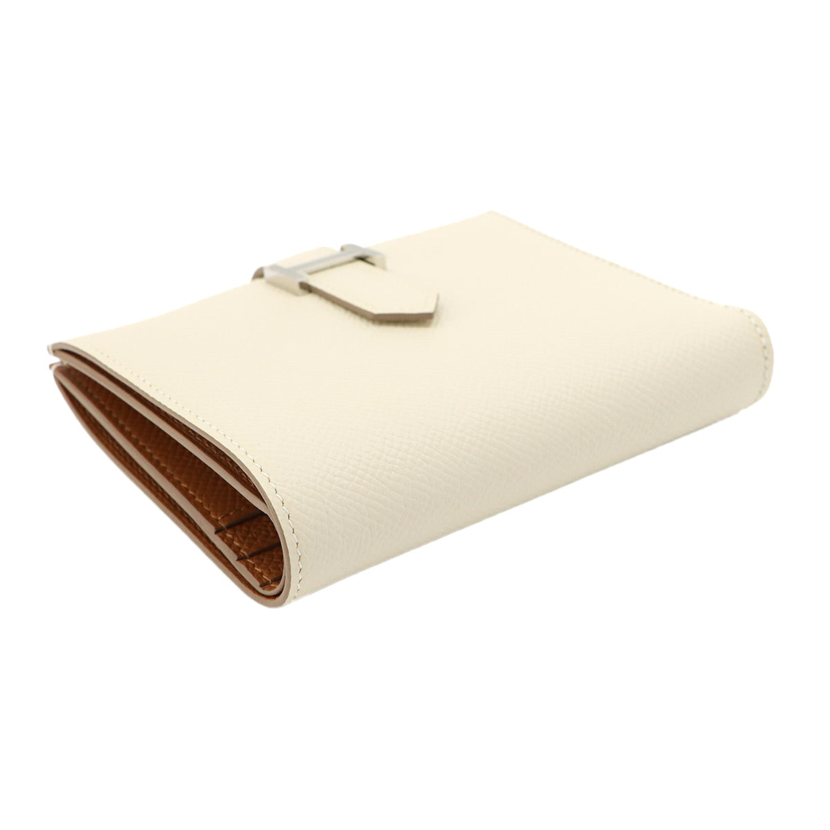 Bearn Compact Verso Wallet Veau Epsom Leather Craie Gold Purse