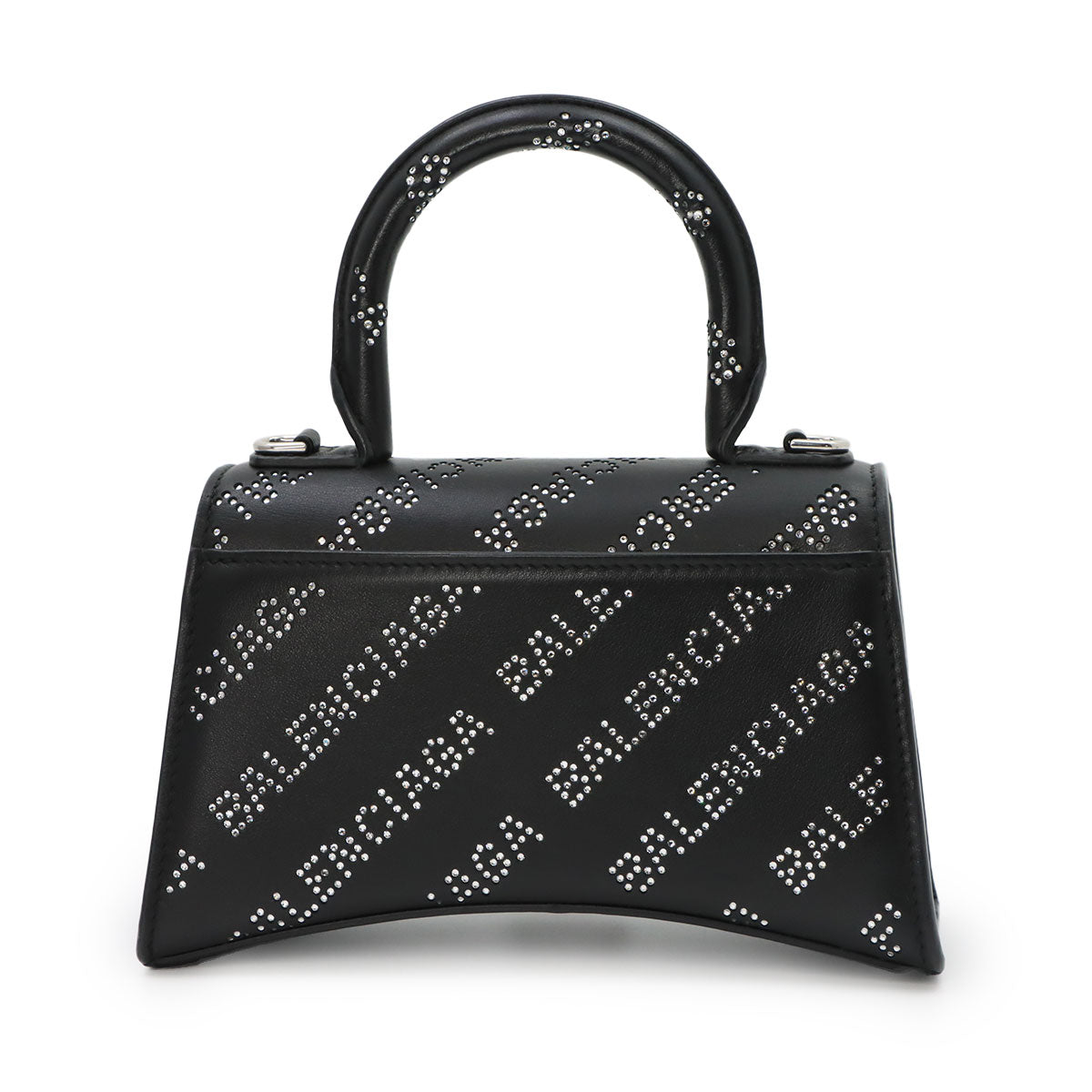 Hourglass XS Hand Shoulder Bag Leather Rhinestone Black