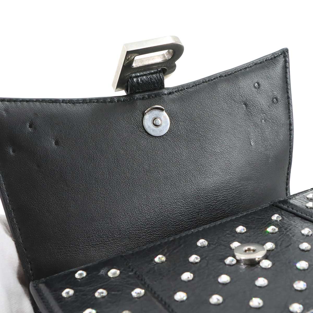 Hourglass XS Hand Shoulder Bag Leather Black 592833