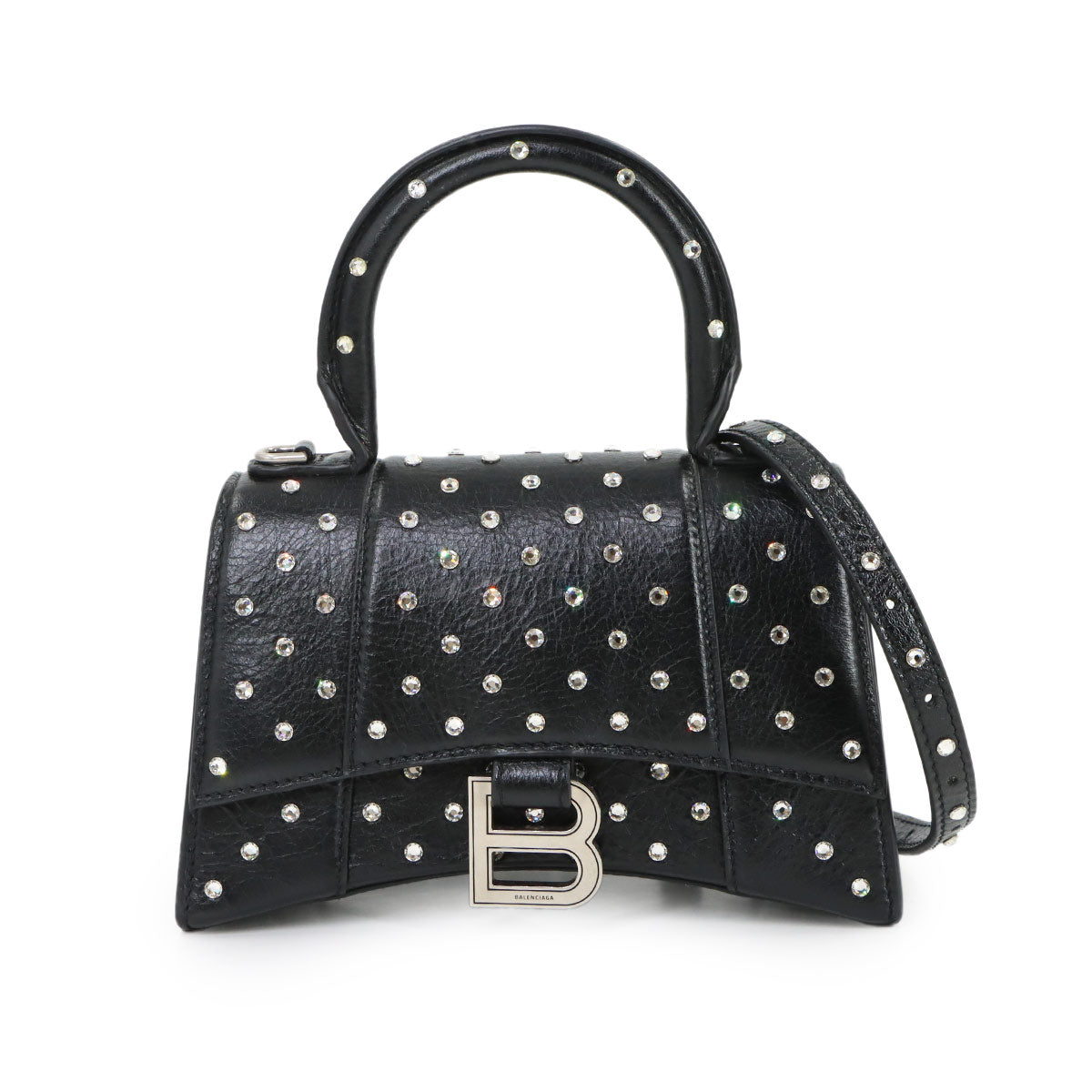 Hourglass XS Hand Shoulder Bag Leather Black 592833