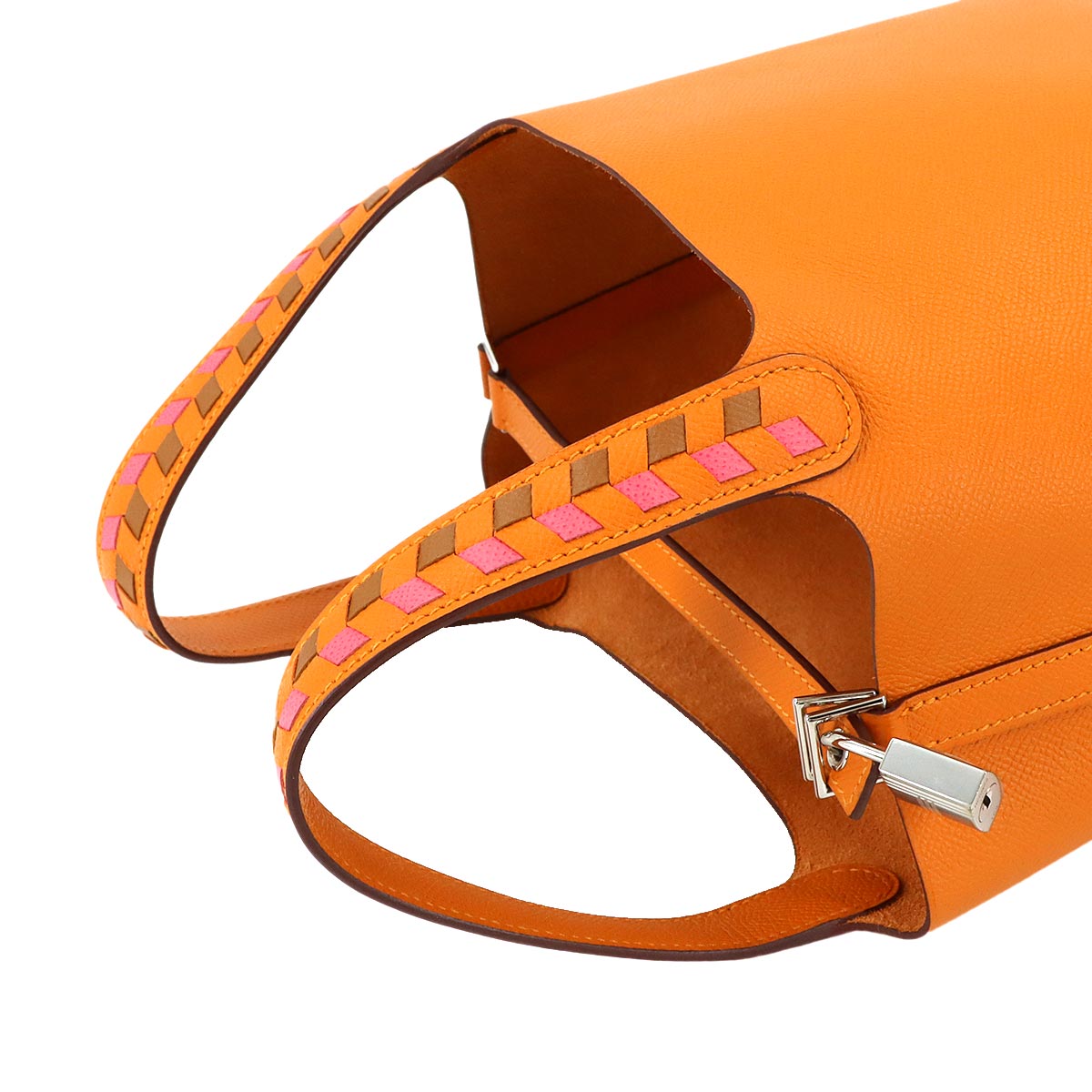 Picotin Lock PM Tressage Hand Bag Epsom Apricot Rose Azalee