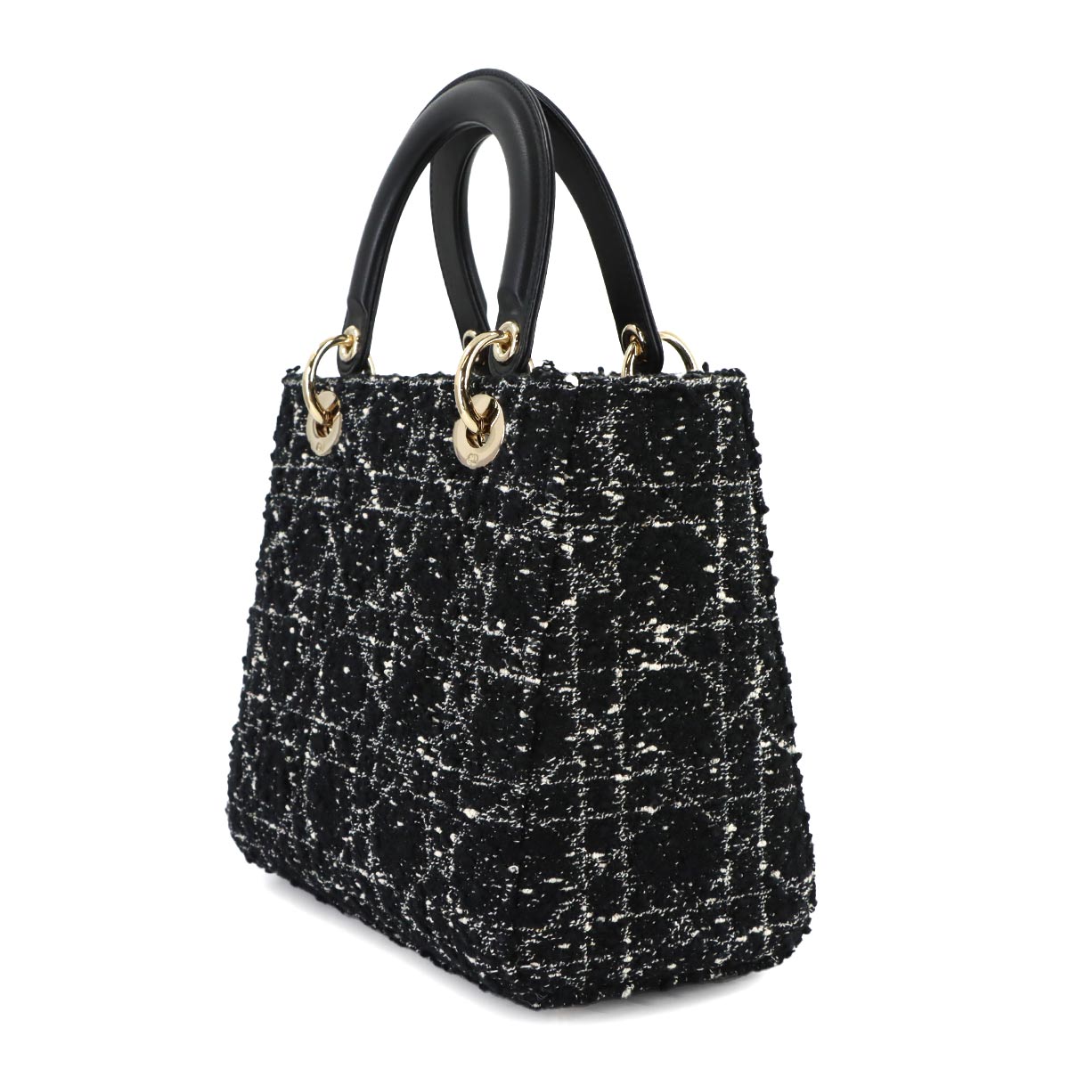 Lady D-Lite Medium Hand Shoulder Bag Tweed Black