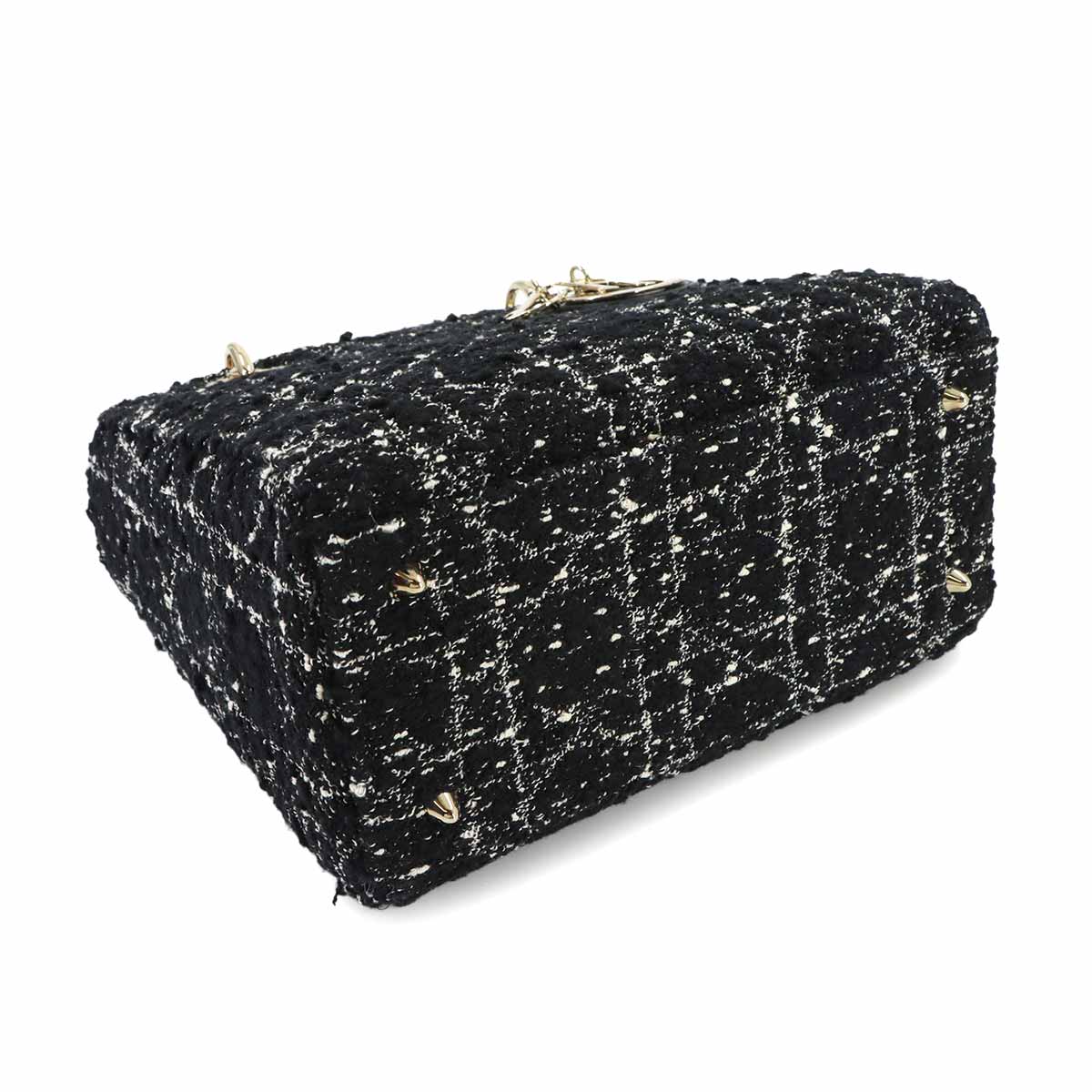 Lady D-Lite Medium Hand Shoulder Bag Tweed Black