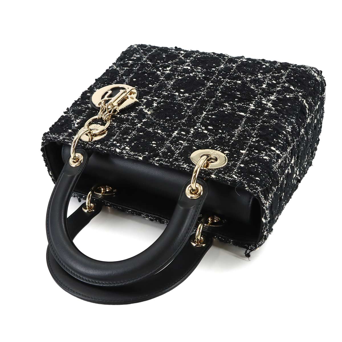 Lady D-Lite Medium Hand Shoulder Bag Tweed Black