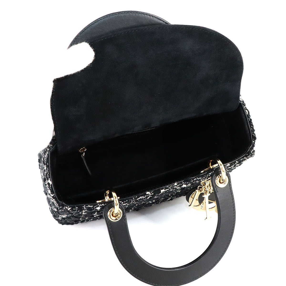 Lady D-Lite Medium Hand Shoulder Bag Tweed Black