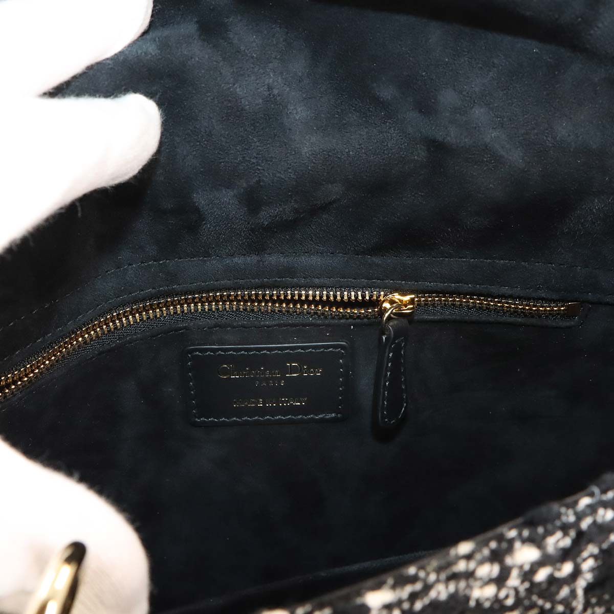 Lady D-Lite Medium Hand Shoulder Bag Tweed Black