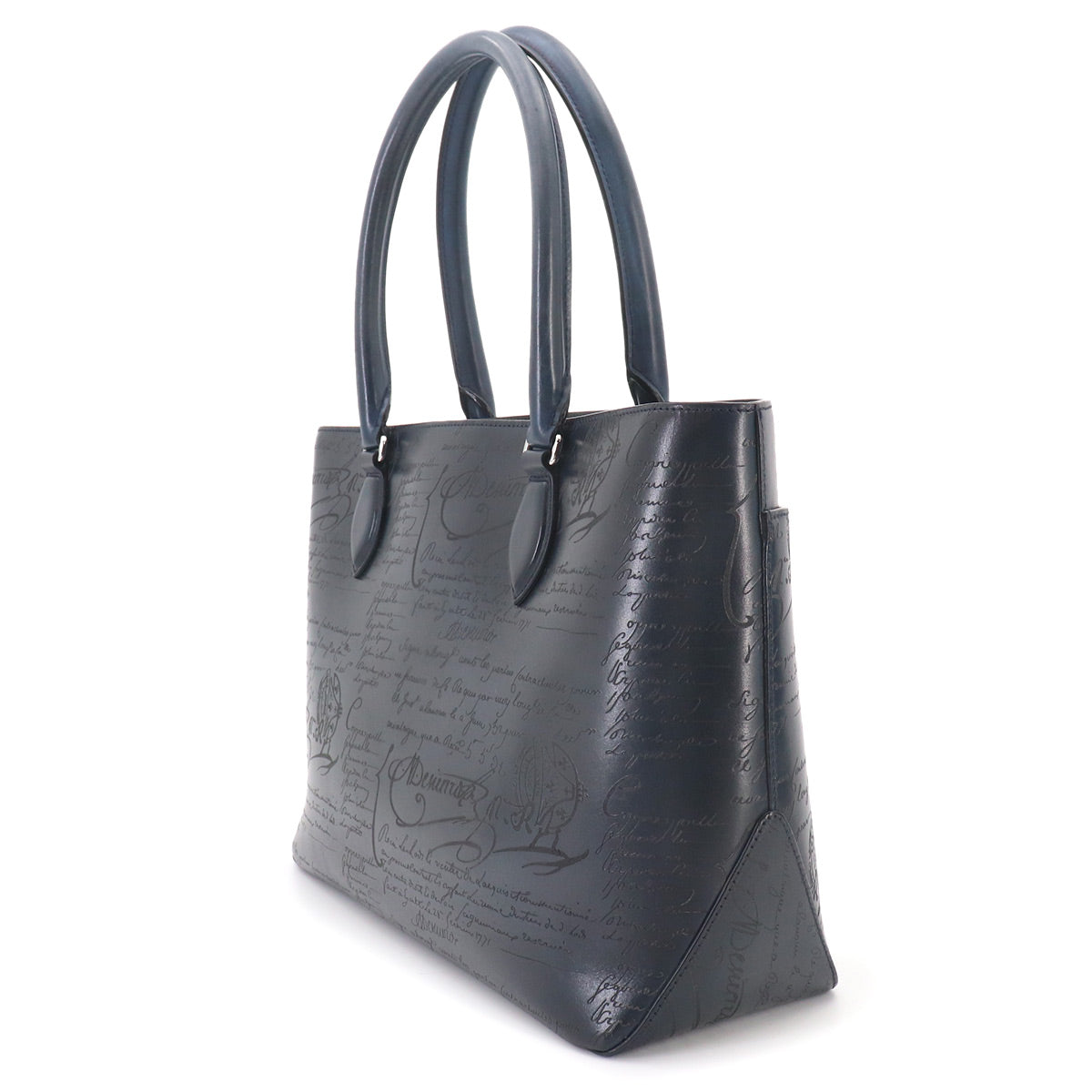 Calligraphy Toujours Tote Bag Venezia Leather Navy Purse