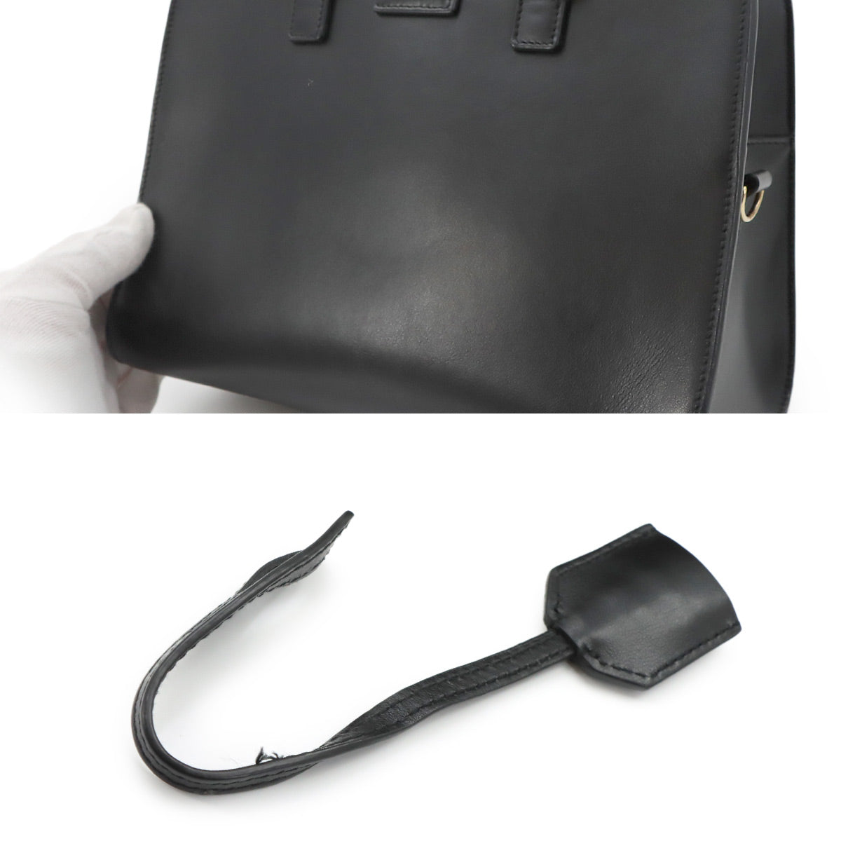 Baby Cabas Hand Shoulder Bag Leather Black 472466