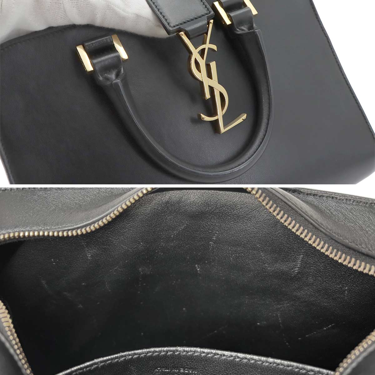 Baby Cabas Hand Shoulder Bag Leather Black 472466