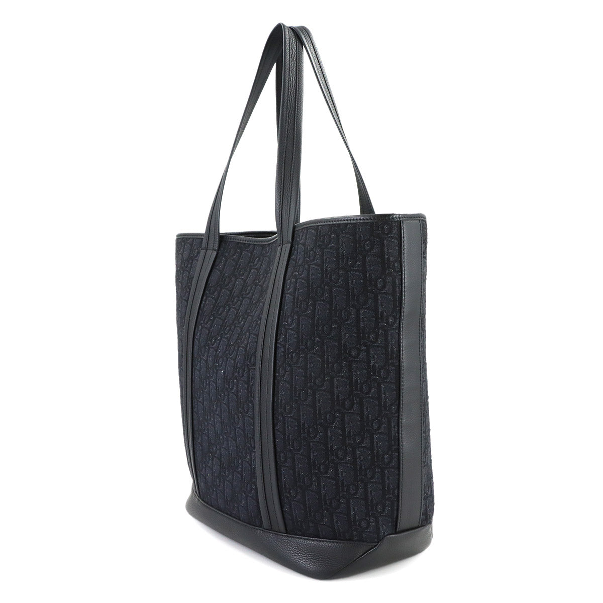 Oblique Voyage Tote Shoulder Bag Canvas Leather Black