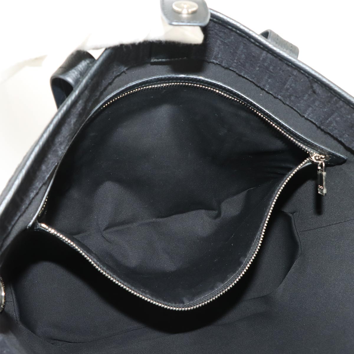 Oblique Voyage Tote Shoulder Bag Canvas Leather Black