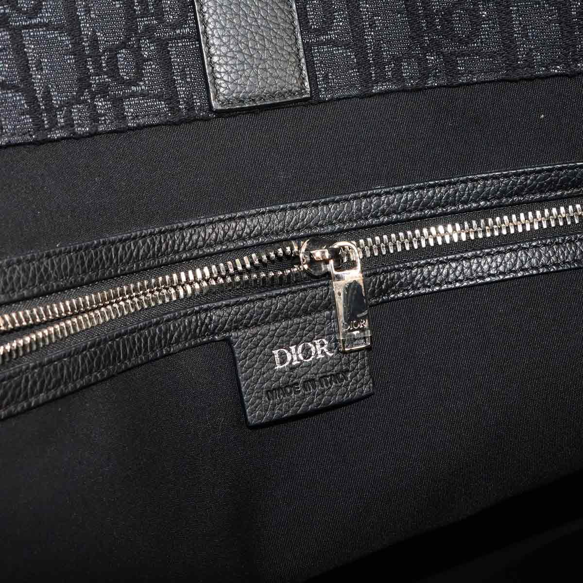 Oblique Voyage Tote Shoulder Bag Canvas Leather Black
