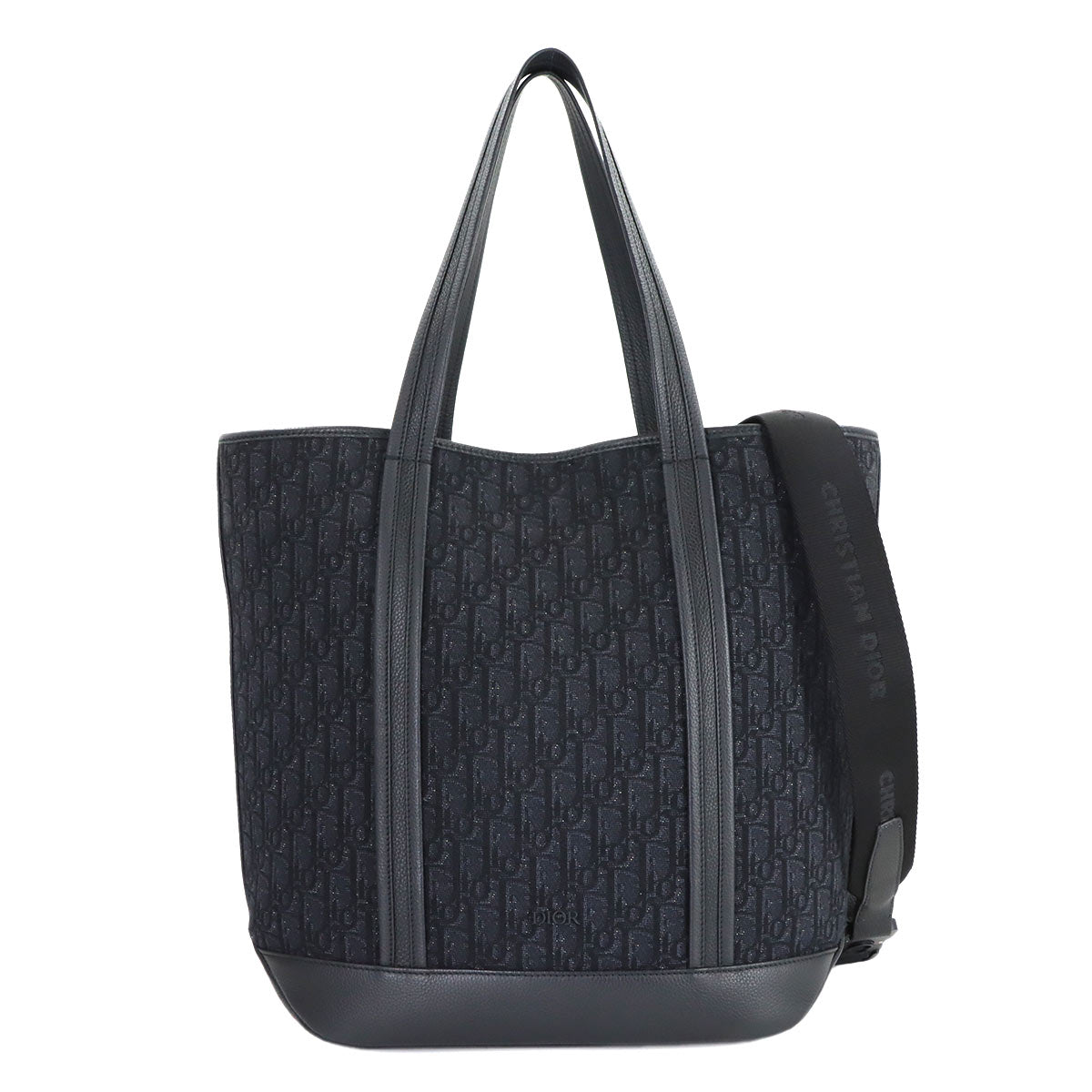 Oblique Voyage Tote Shoulder Bag Canvas Leather Black