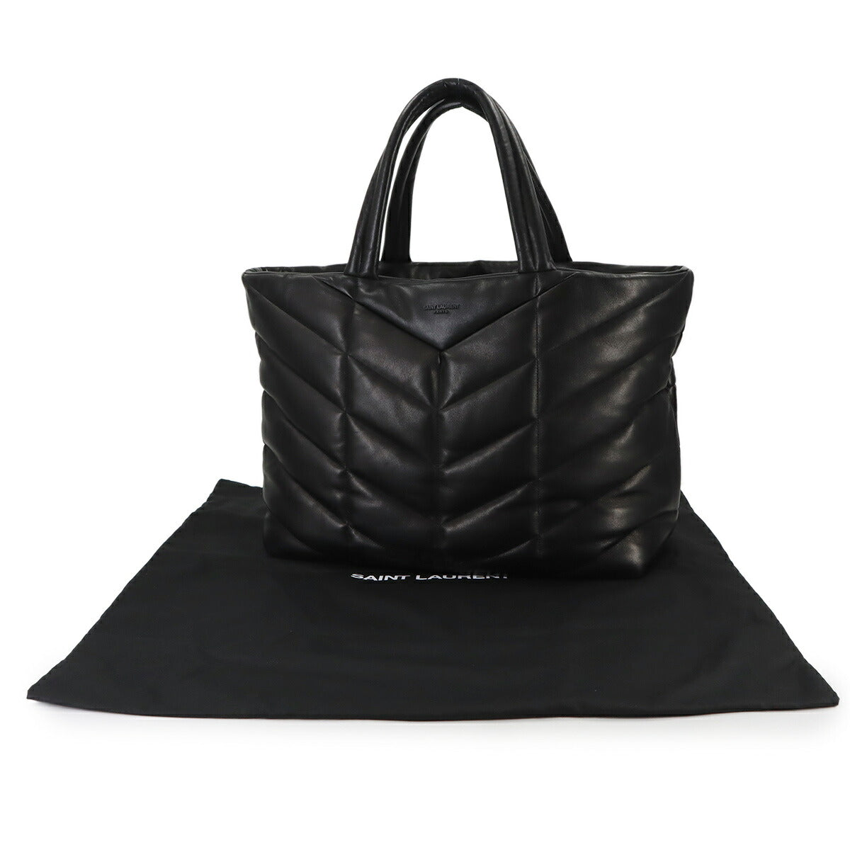 Puffer Tote Bag Leather Black 752888 Shopper Purse