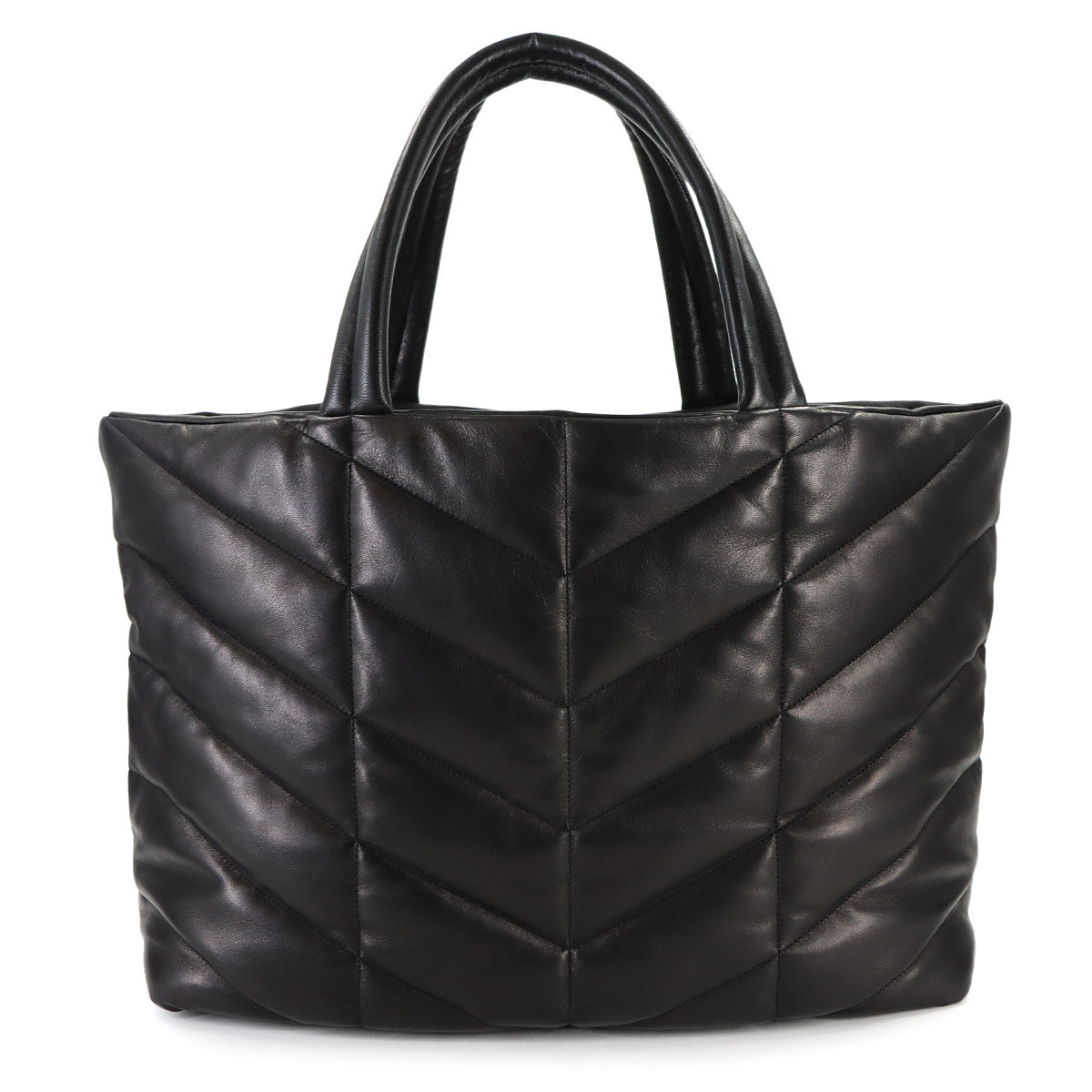 Puffer Tote Bag Leather Black 752888 Shopper Purse