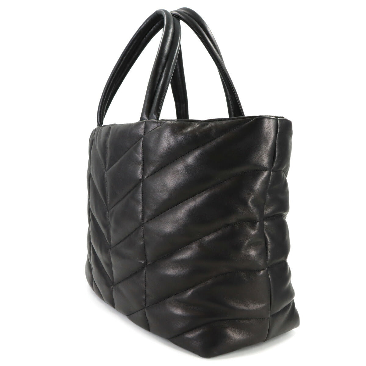 Puffer Tote Bag Leather Black 752888 Shopper Purse