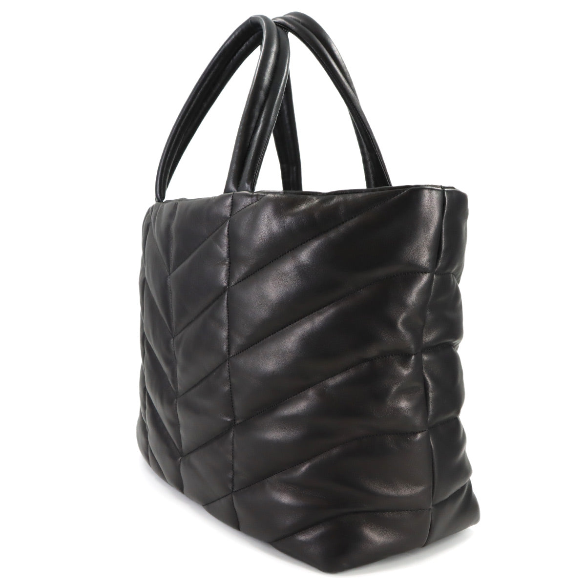 Puffer Tote Bag Leather Black 752888 Shopper Purse