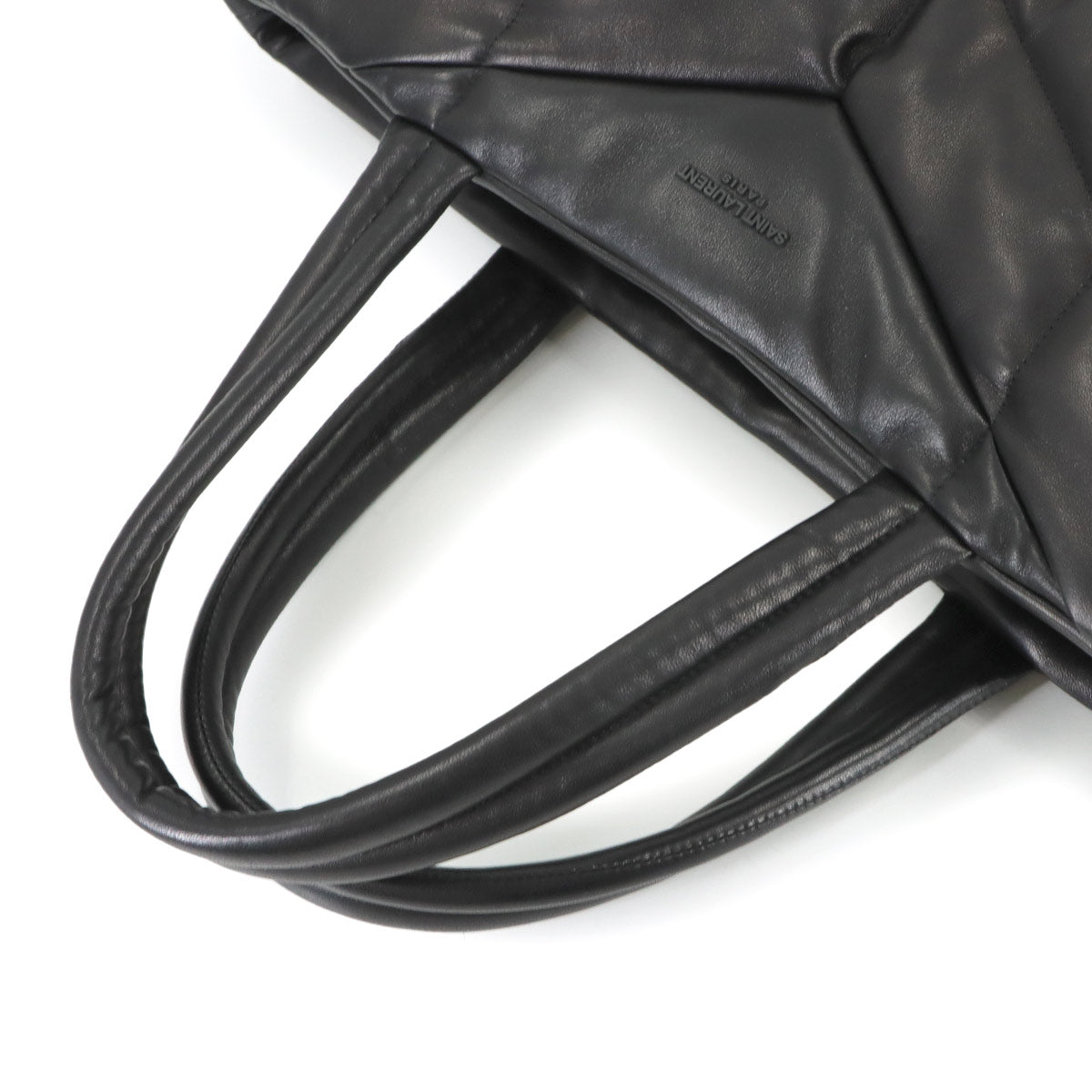 Puffer Tote Bag Leather Black 752888 Shopper Purse