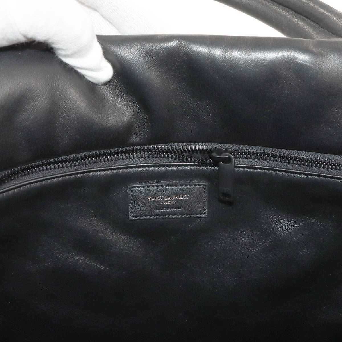 Puffer Tote Bag Leather Black 752888 Shopper Purse
