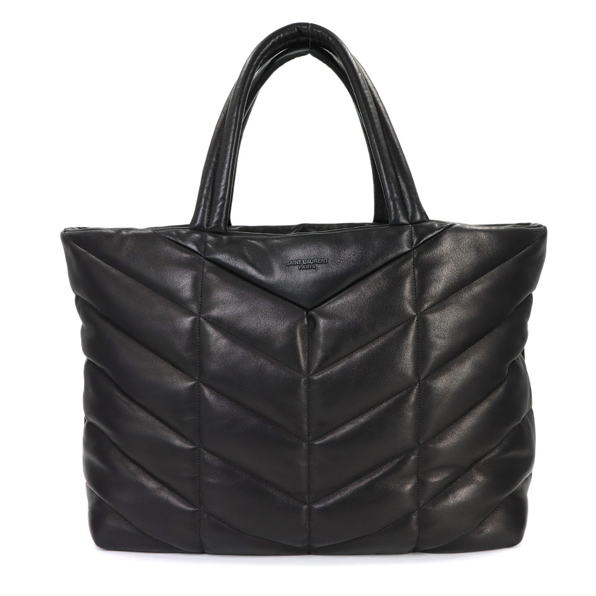 Puffer Tote Bag Leather Black 752888 Shopper Purse