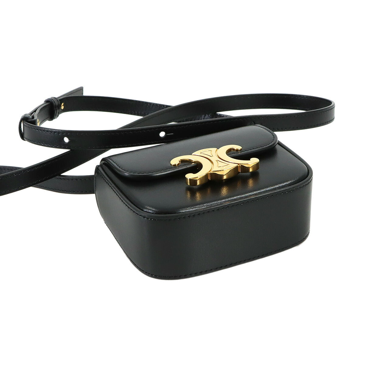 Triomphe Claude Mini Shoulder Bag Leather Black 10I513DPV