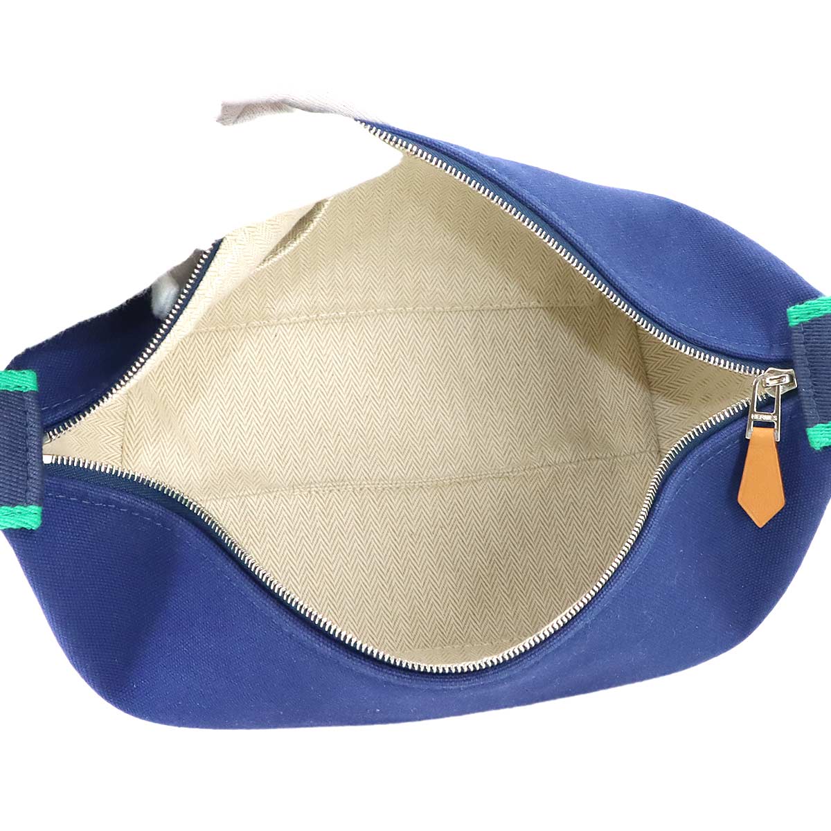 Bride a Brac PM Hand Bag Toile H Blue Marine Green Pouch