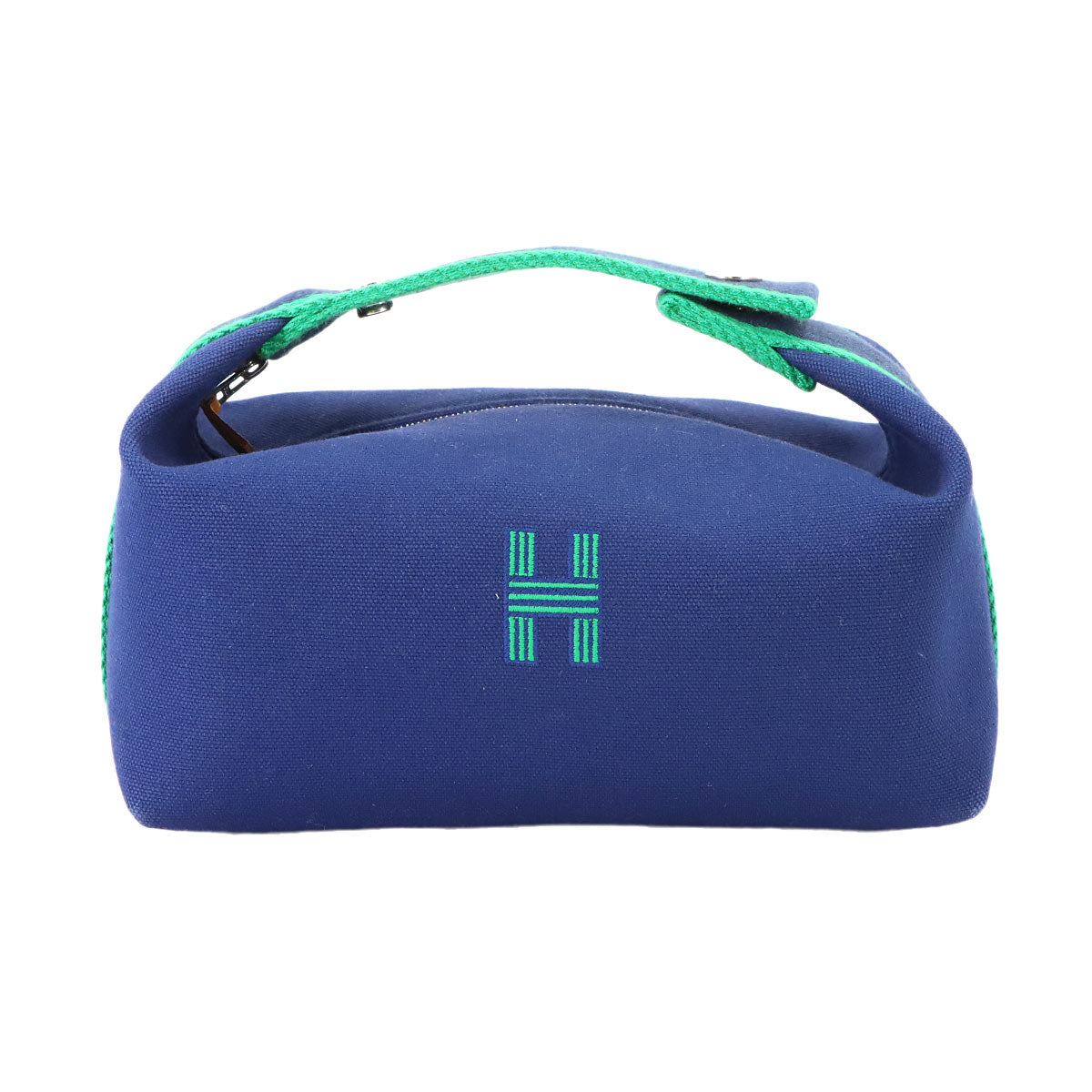 Bride a Brac PM Hand Bag Toile H Blue Marine Green Pouch