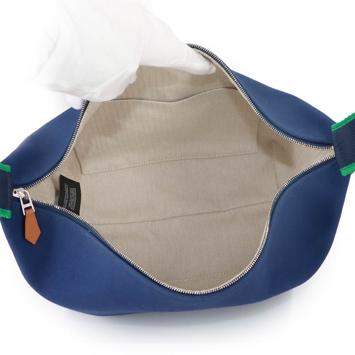Bride a Brac GM Hand Bag Toile H Blue Marine Green Pouch