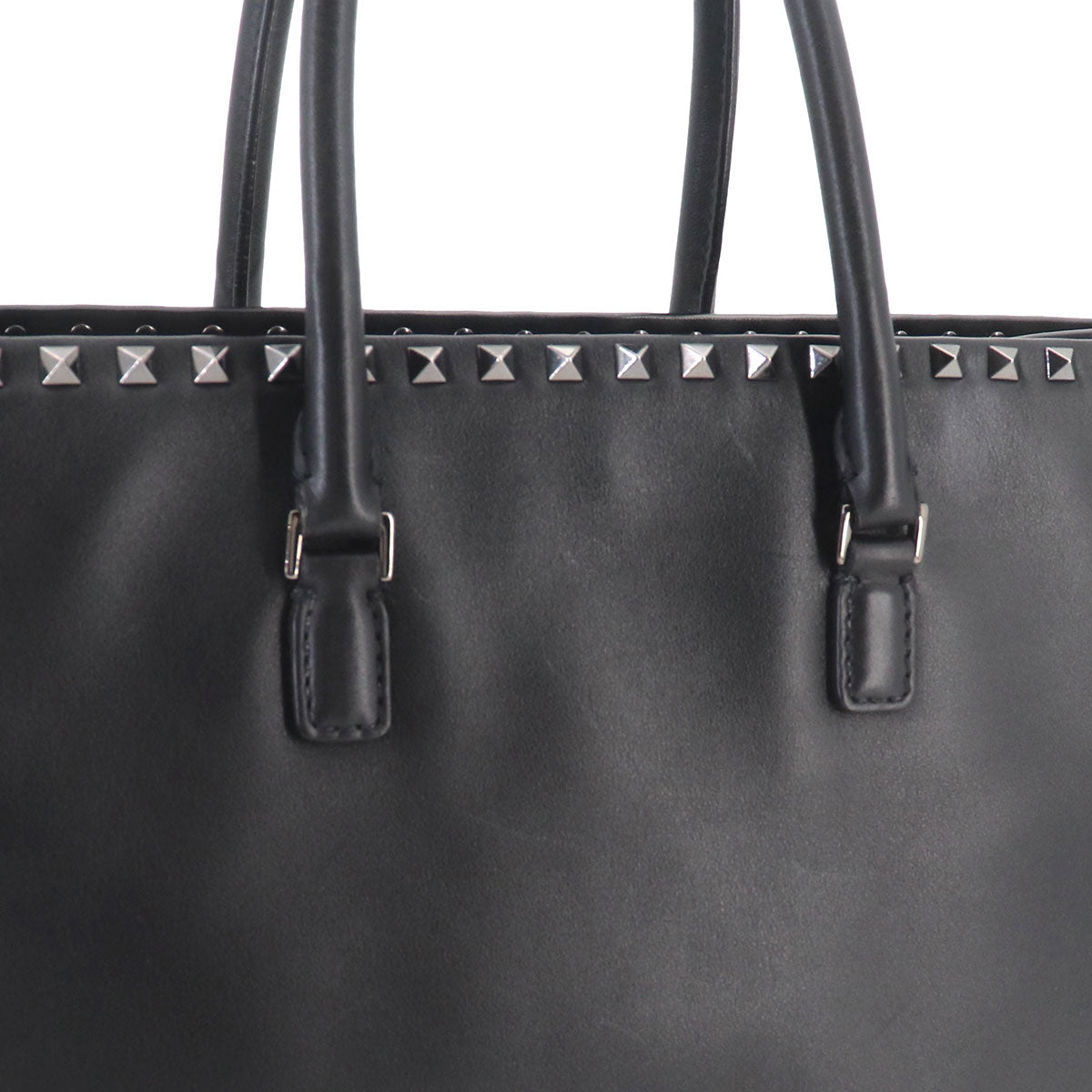 Rockstuds 2way Tote Shoulder Bag Leather Black