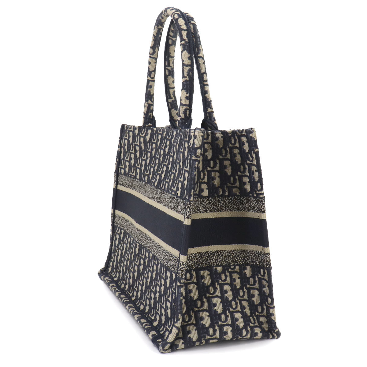 Oblique Book Tote Medium Bag Canvas Navy M1296ZRIW